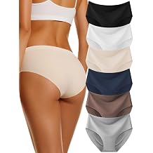 Seamless Underwear for Womens No Show Hipster Panties Breathable Invisible Cheeky Bikini Soft Stretch Ladies 6 Pack