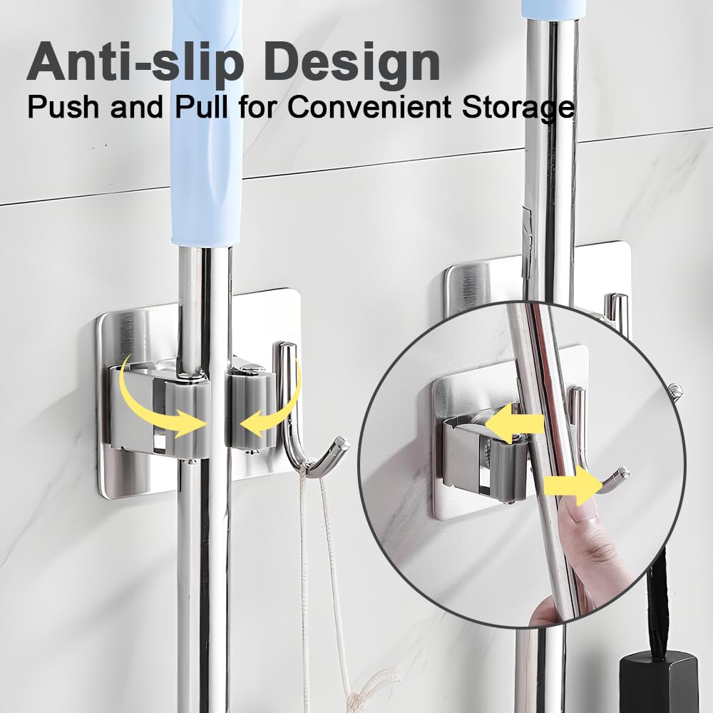 WECUTE 2 Pièces Porte Balais Mural Accroche, Support Mural Balais Acier