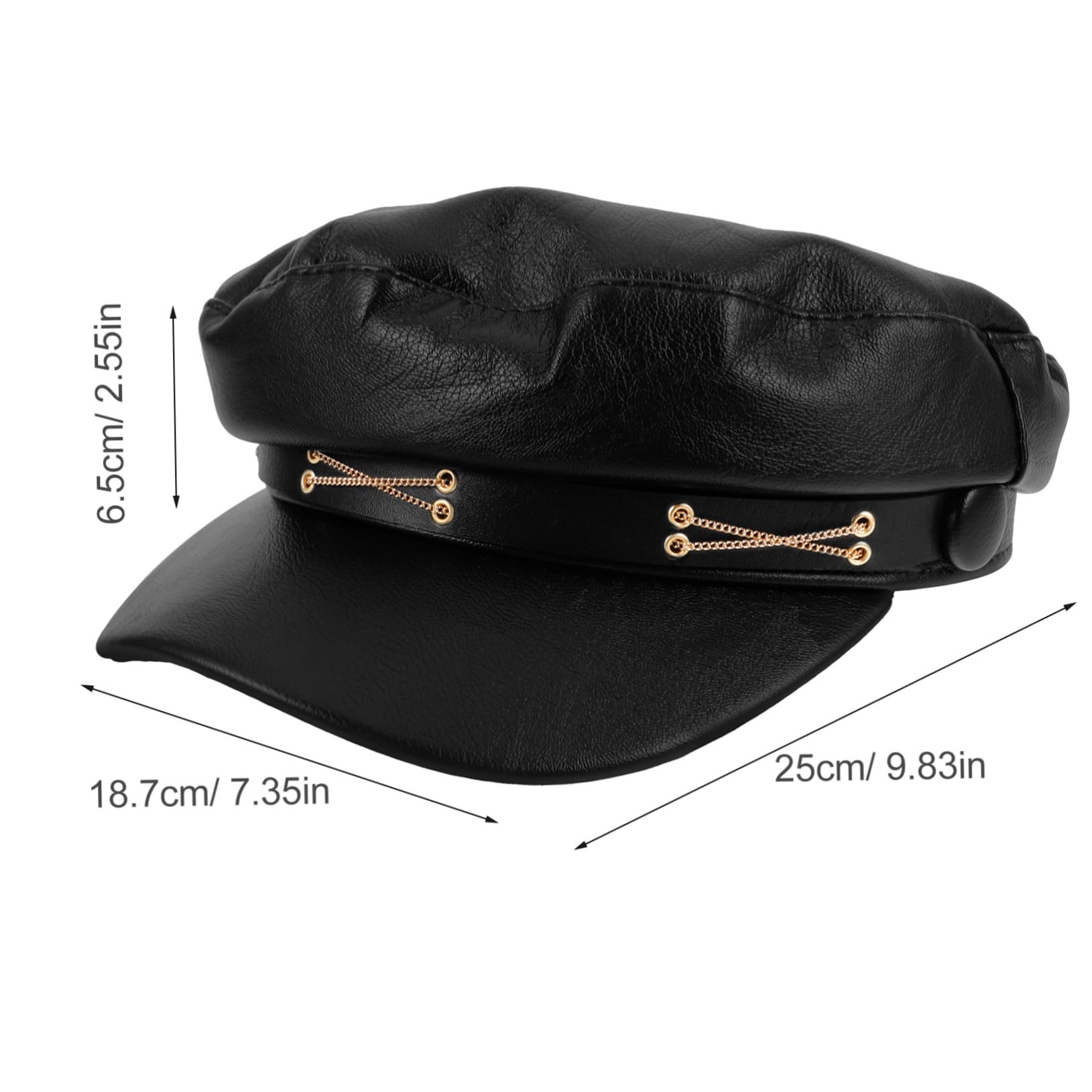 Ipetboom French Beret Hat Faux Leather Cap Fashion Beret for Women Versatile Accessory Faux Leather Comfortable Breathable Black