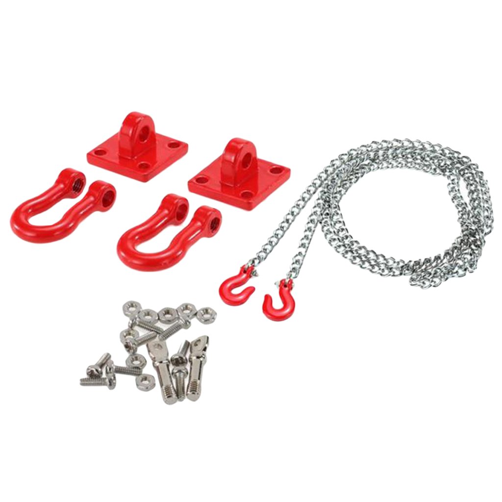 RC Crawler 1/10 Cilindro de Combustible Kit de Herramientas de Gato con Cadena de Gancho de Remolque para Axial SCX10 CC01 - Rojo