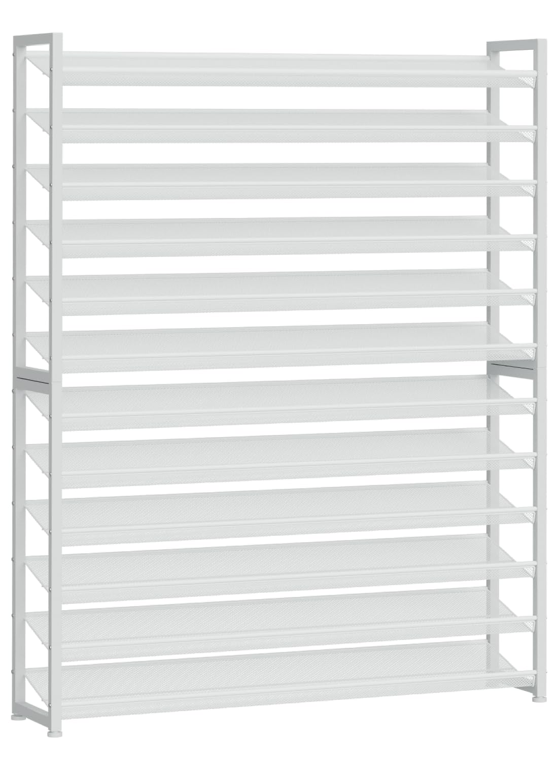 NEYCIL Large Shoe Rack 12 Tier Shoe Organizer, Heavy Duty Metal 6-Tier Stackable Shoe Storage Vertical Shoe Rack for Closet Front Door Entrance, Up to 75 Pairs, 114cm W x 29cm D x 216cm H, White