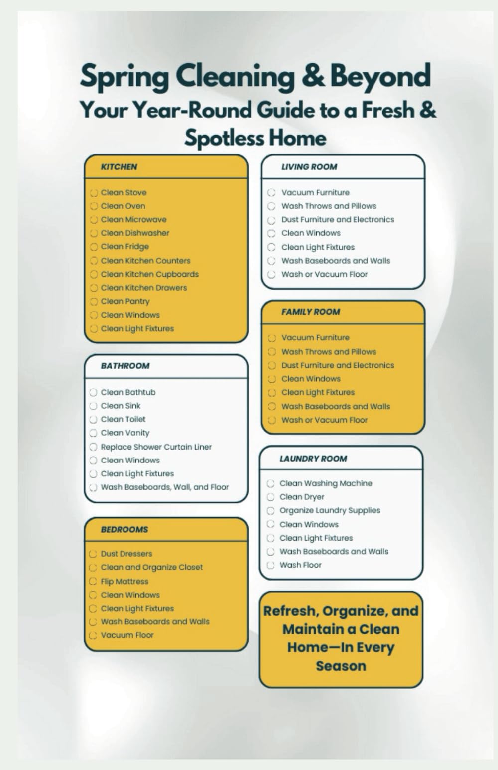 Spring Cleaning & Beyond: Your Year-Round Guide to a Fresh & Spotless Home: Refresh, Organize, and Maintain a Clean Home—In Every Season!