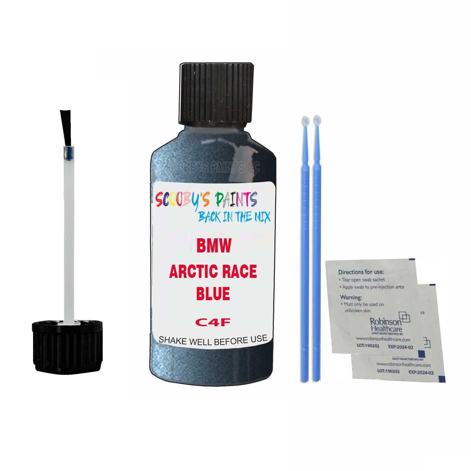 Scoobys Paints Back In The Mix Arctic Race Blue Touch Up Paint For Bmw 4 Series C4f 2019-2022 30Ml Bottle Brush Scratch Stone Chip Repair Pen