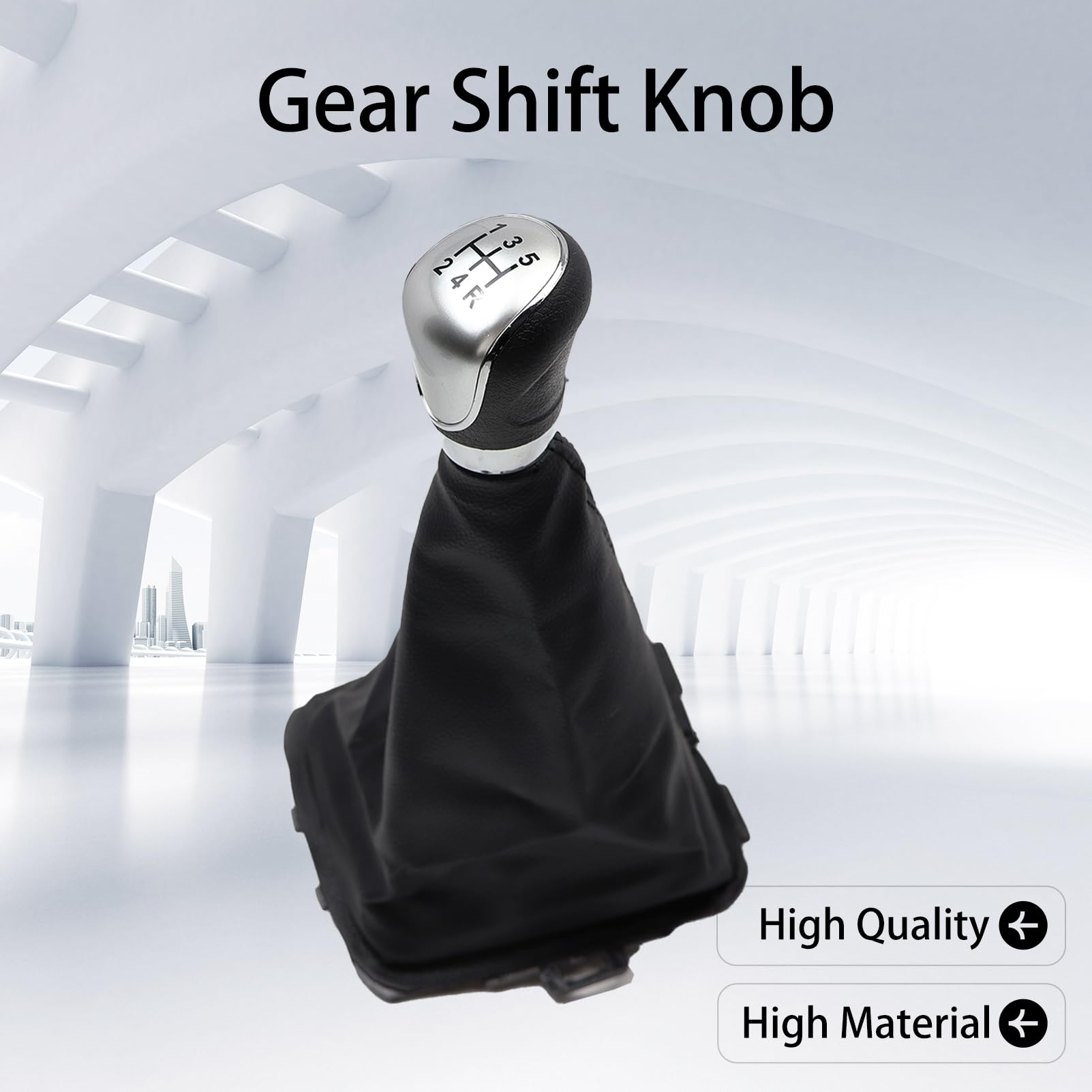 Pomello Cambio Per Ford Fiesta MK5/MK6 2008-2012 - Nero/Argento - Moderno E Pratico