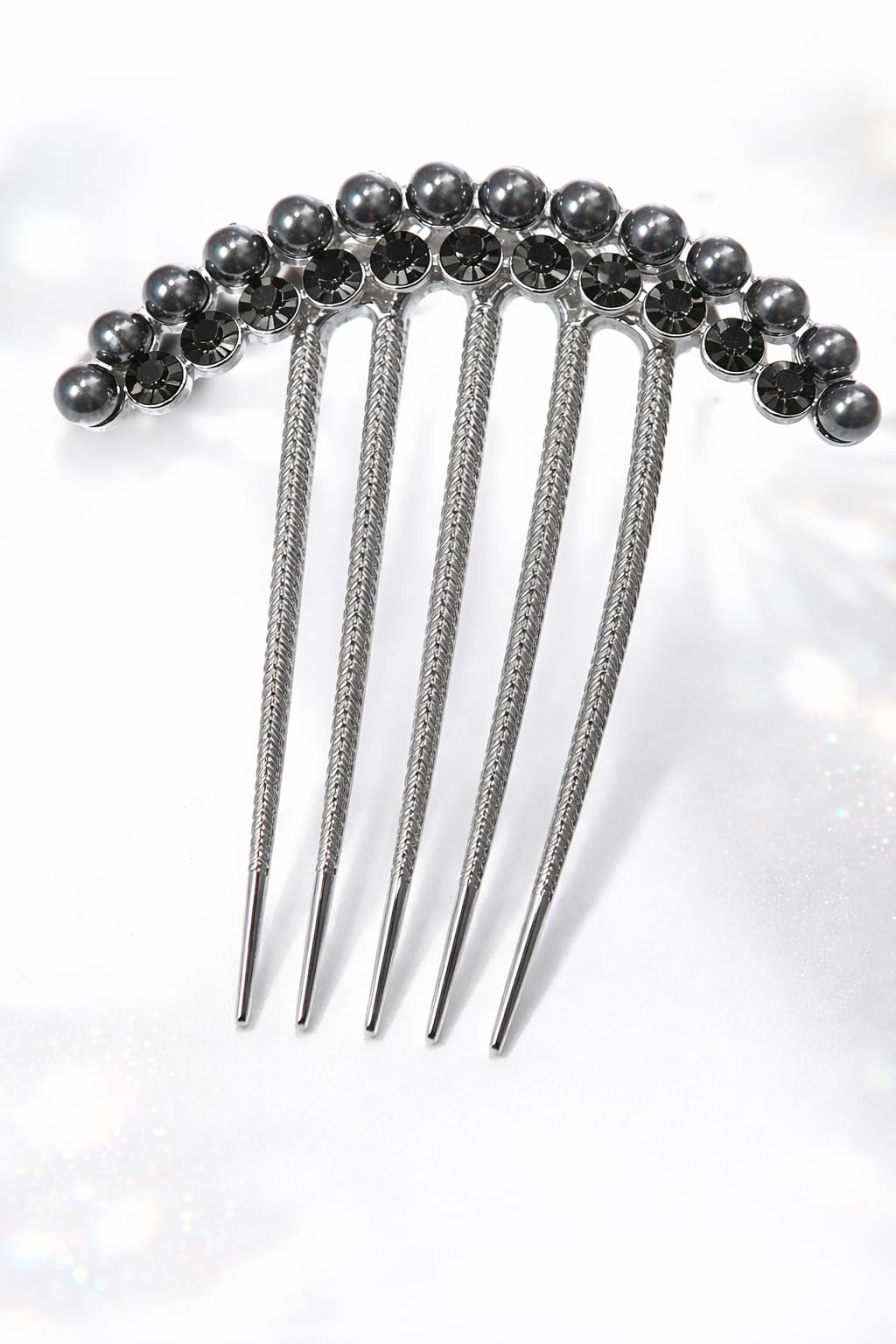 2PCS Rhinestone Hair Comb Clip for Women & Girls | Crystal Diamond Side Comb Hair Accessory | Bridal Wedding Party Hair Clip | Elegant Sparkling Hair Jewelry for Bun & Updo(Silver)
