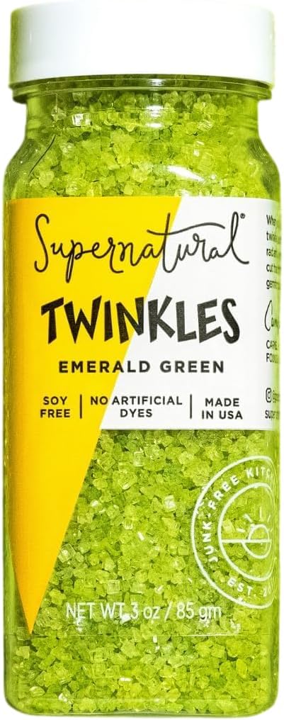 Supernatural Twinkles Sprinkles, Emerald Green Sanding Sugar, Non-GMO, Vegan, 3oz, Made in USA