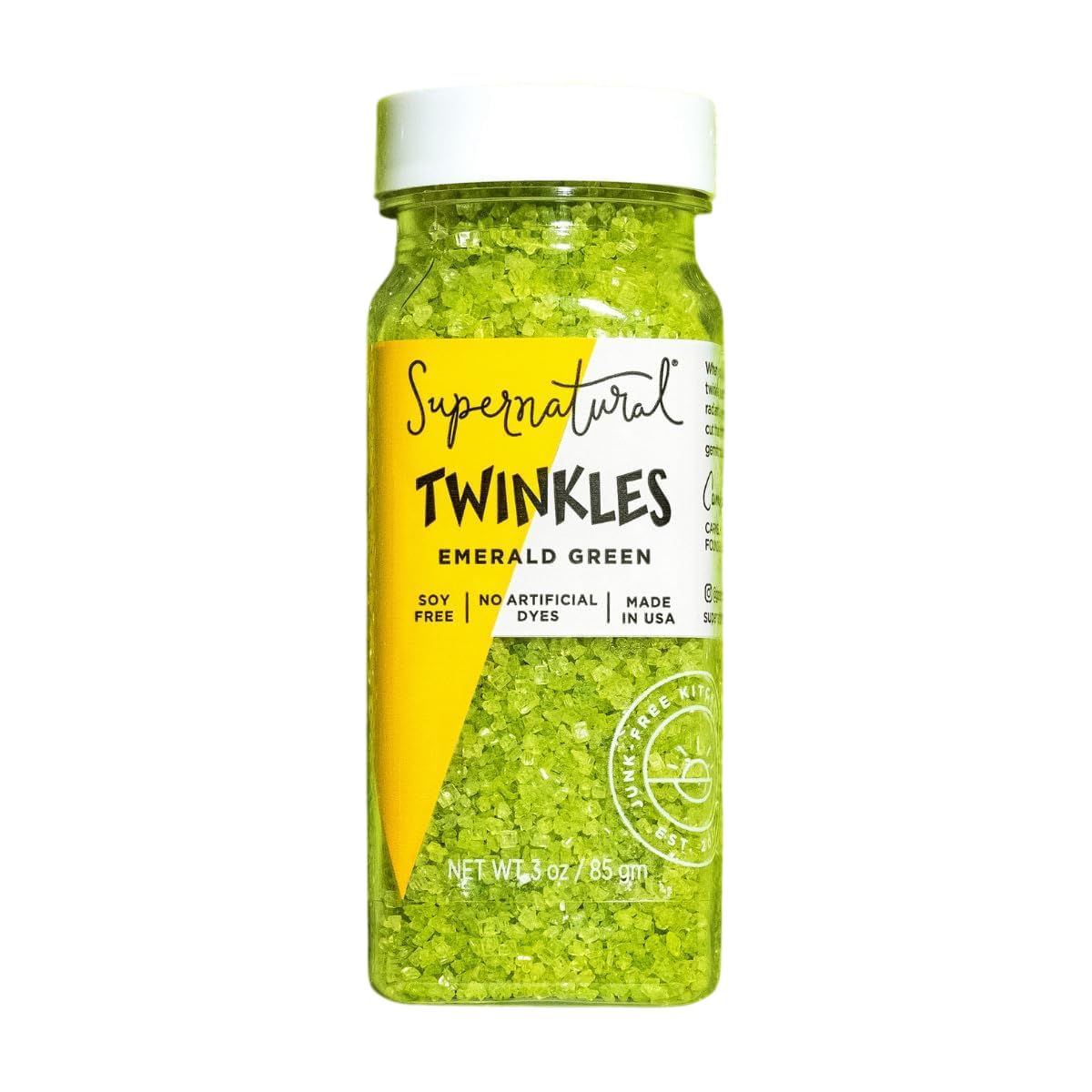 Supernatural Twinkles Sprinkles, Emerald Green Sanding Sugar, Non-GMO, Vegan, 3oz, Made in USA