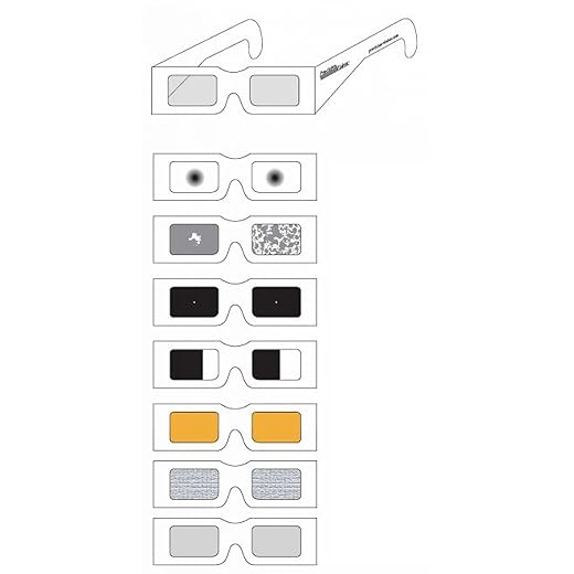 Simulator Glasses Kit made of Heavy Paperboard, 7 Glasses for Common Vision Problems: Central Loss, CMV Retinitis, Peripheral Loss, Hemianopia, Color, Overall Blur, Diabetic Retinopathy