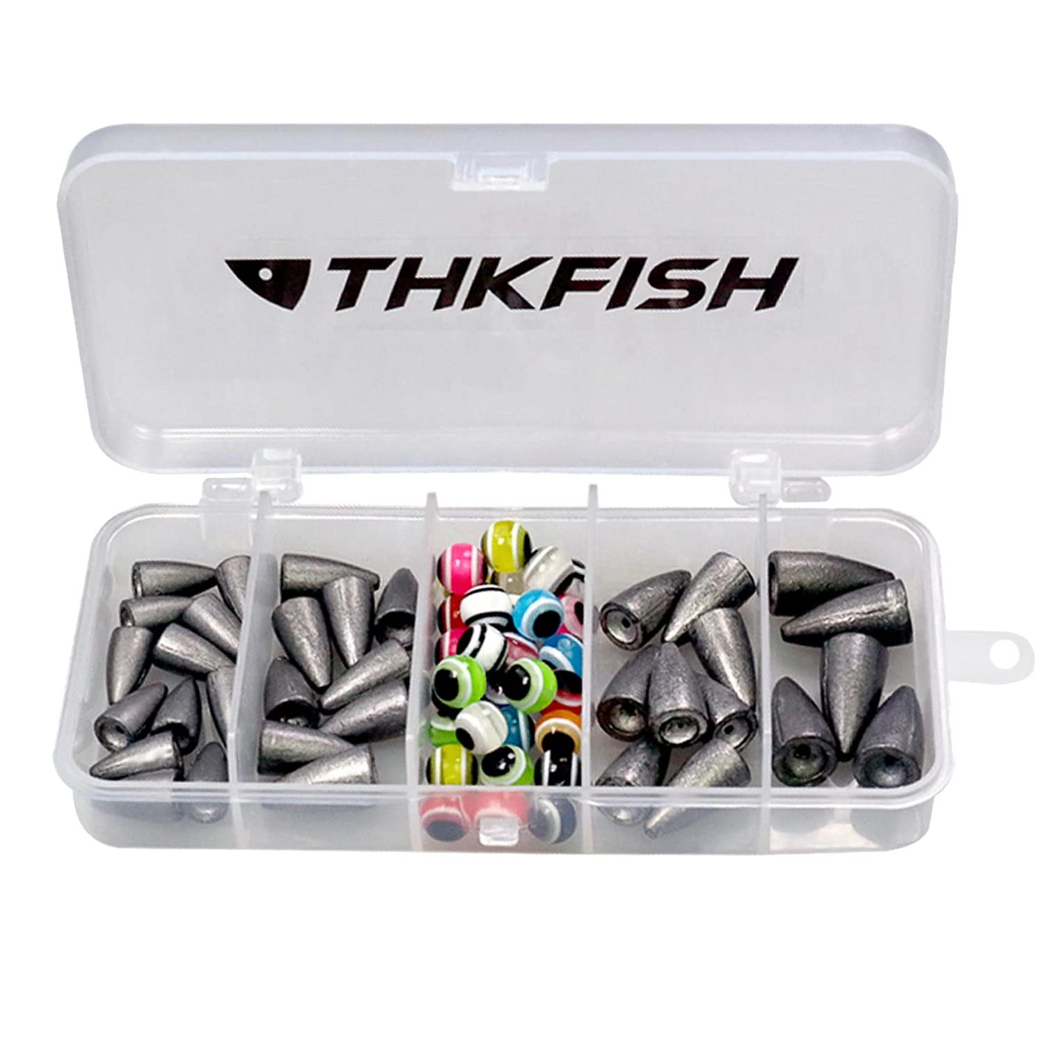 THKFISH Pesos de Pesca Perlas de Pesca Anzuelos de Pesca Pesos de Balas Carolina Rig Kit de Plataforma de Texas Kit de Accesorios de Pesca 64 piezas/219 piezas/50 Piezas