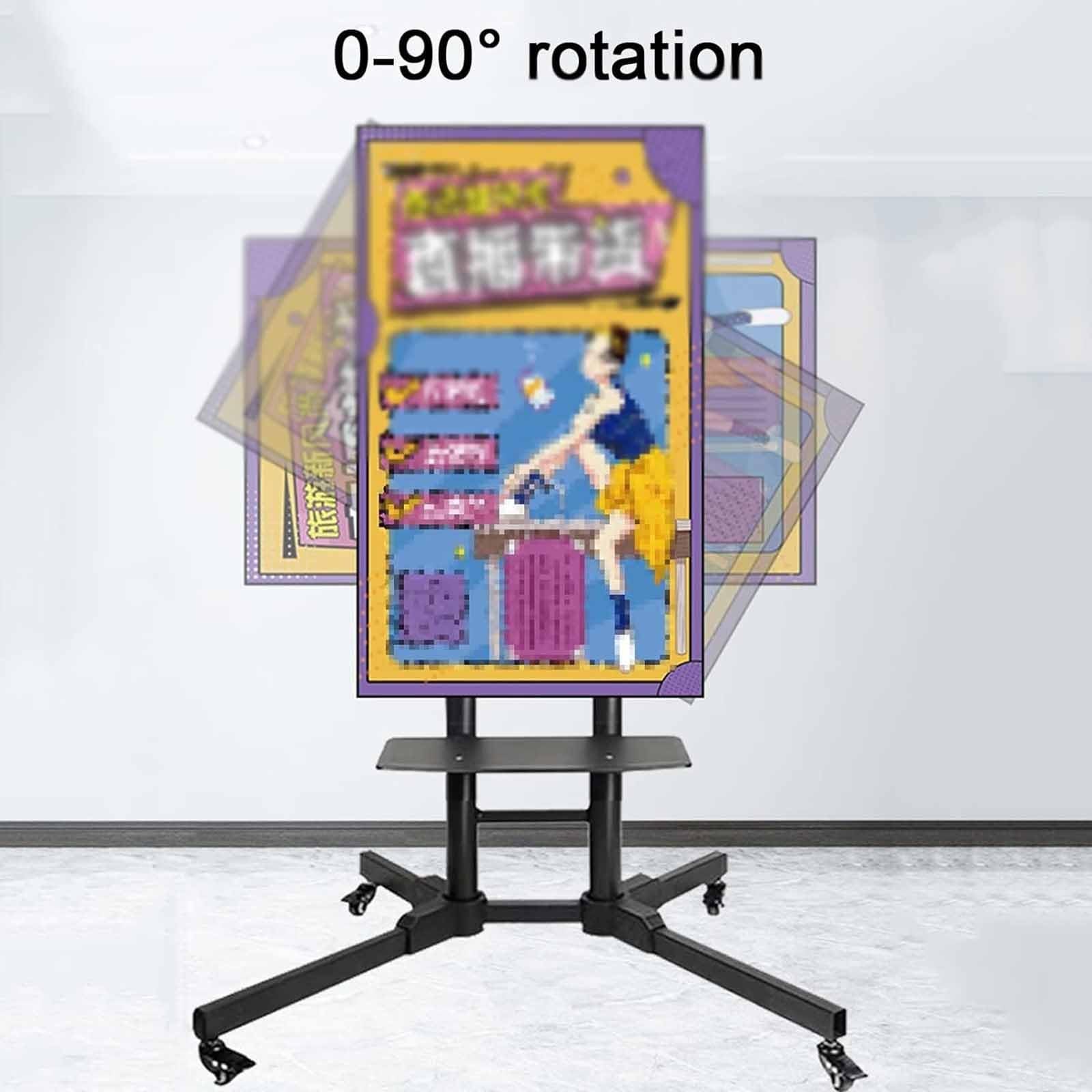 Soporte para TV con Ruedas - Soporte móvil de Suelo para TV, Ajuste de Altura con Bandeja de Almacenamiento, para Pantallas de 32 a 60 Pulgadas, rotación Horizontal,