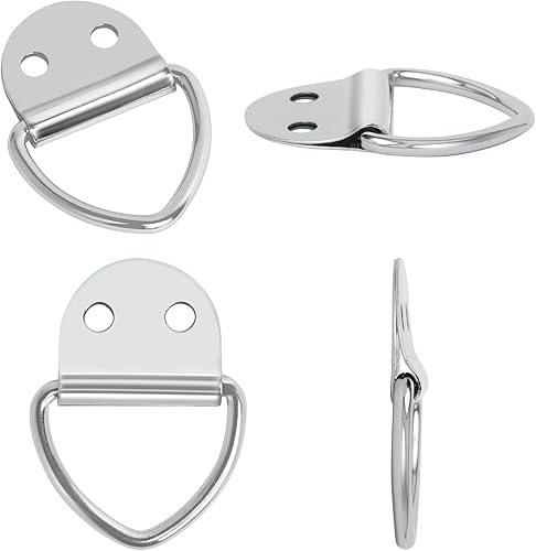 Miniatura 5 de Paquete de 30 anillos pequeños de acero en V de anclaje para cargas en cajas, camiones, remolques de carga, caravanas, barcos con tornillos, color