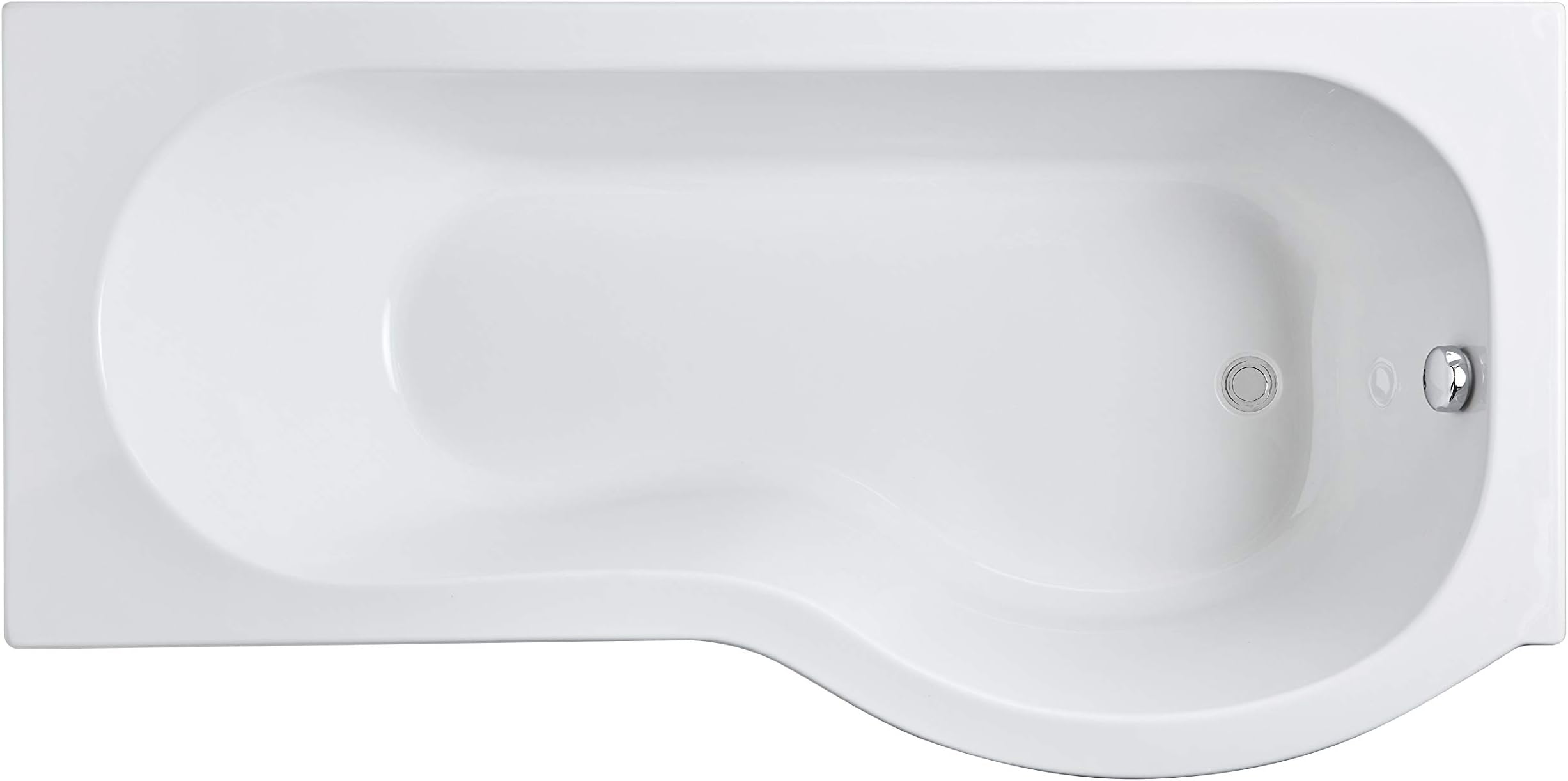 Nuie WBP1685R ǀ Modern Bathroom P Shaped Single Ended Shower Bath Right Hand, 1600mm x 850mm x 420mm, White, 1600mm