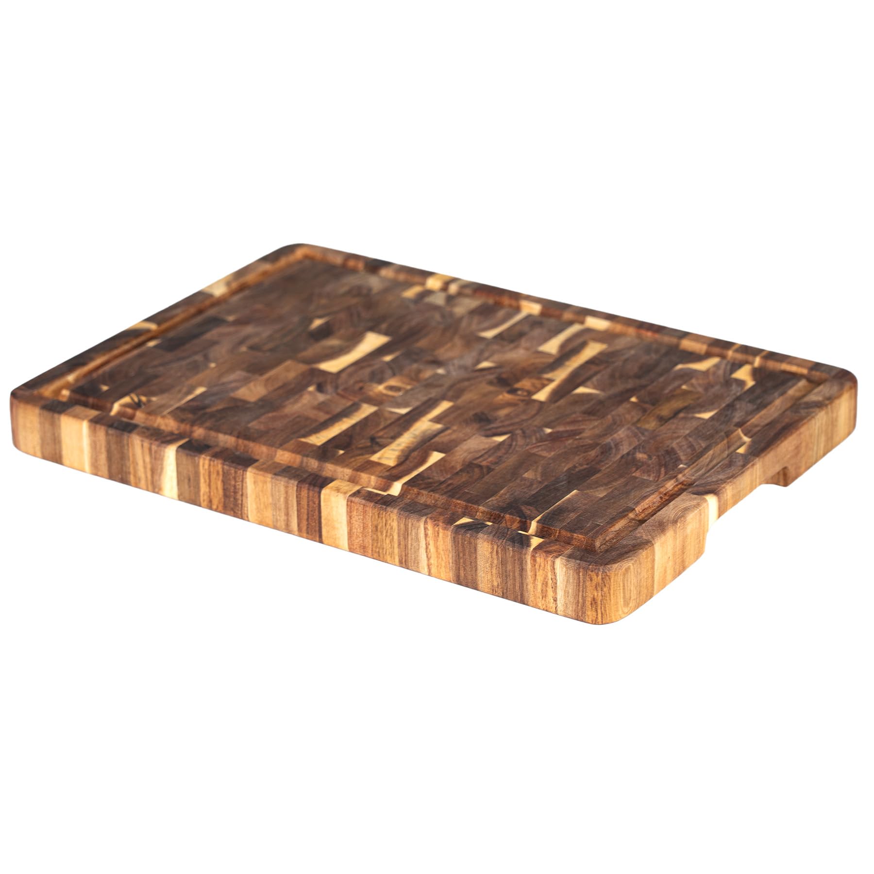 Utoplike Tagliere in acacia, 43 x 30.5 cm, tagliere in legno con scanalatura per succo e manici su un lato, blocco reversibile per carne, verdure, 3.5 cm