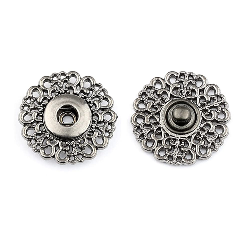 5 Set Hollow Out Flower Shaped Metal Snap Buttons for DIY Sewing Clothes Decor Accessories