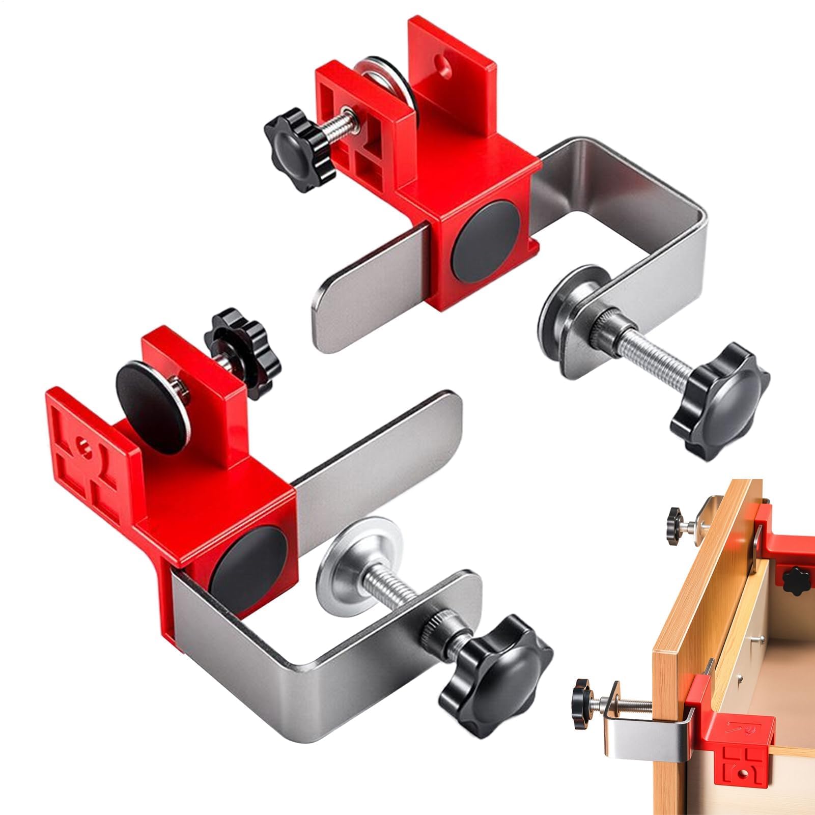 Paquete de 2 clips de alineación de cajones ajustables, medidor de posicionamiento personalizable para plantilla precisa y perforación en ángulo, esencial para la instalación de cajones