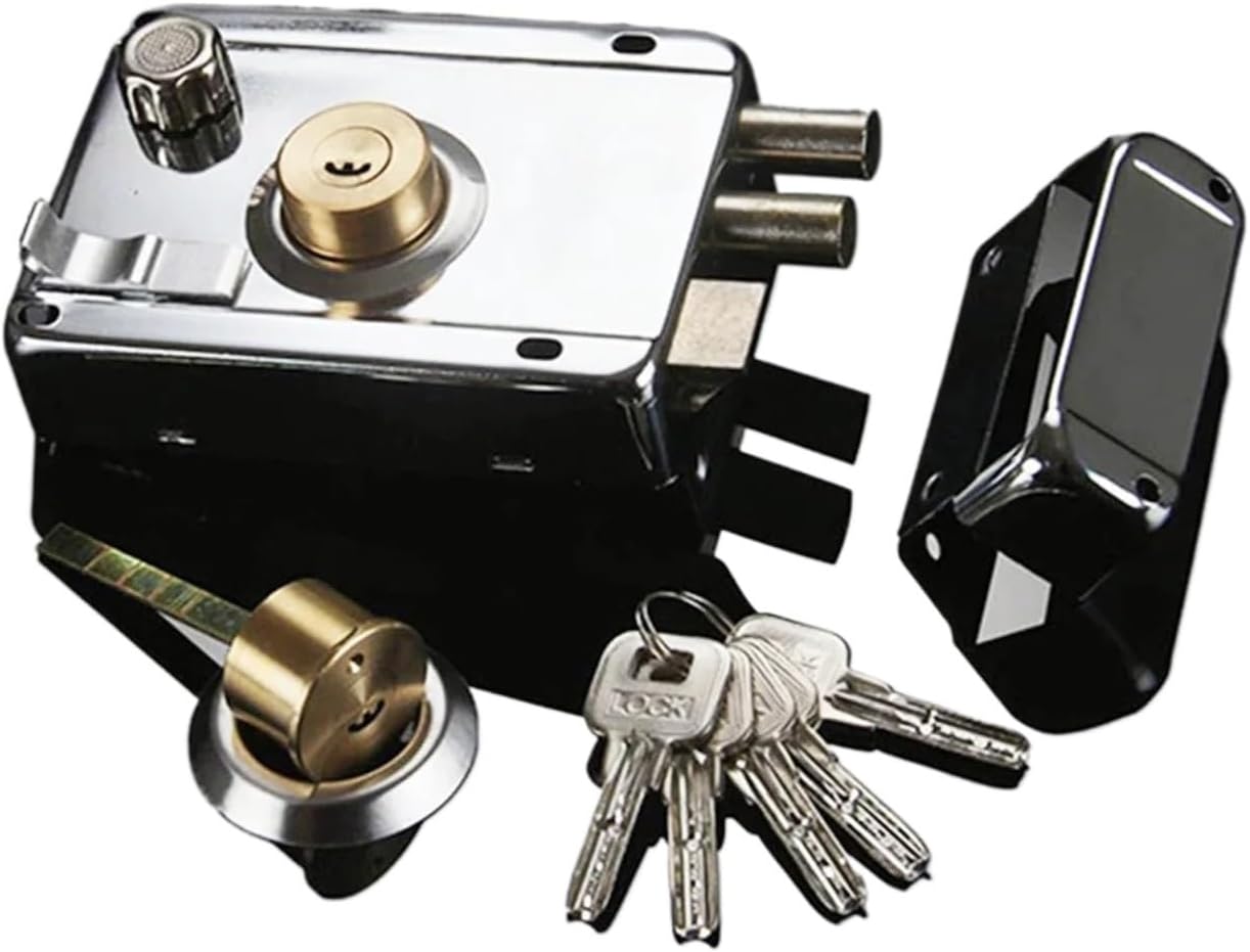 Anti-theft exterior door lock with 5 keys Durable Wood Gate Latch for Security Door Hardware Accessories 2 Models(A)