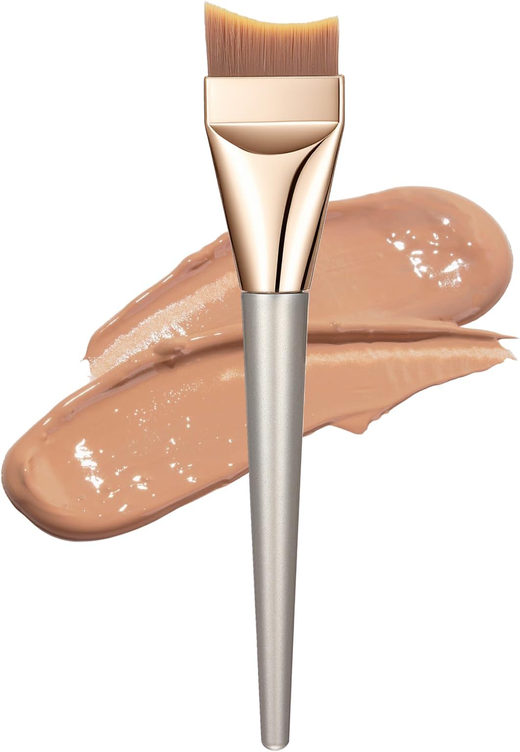 Flat Foundation Brush For Liquid Makeup, Ultra-Thin Spatula Makeup Brush With Soft Synthetic Bristles, Ideal For Seamless Application Blending Cream Brown