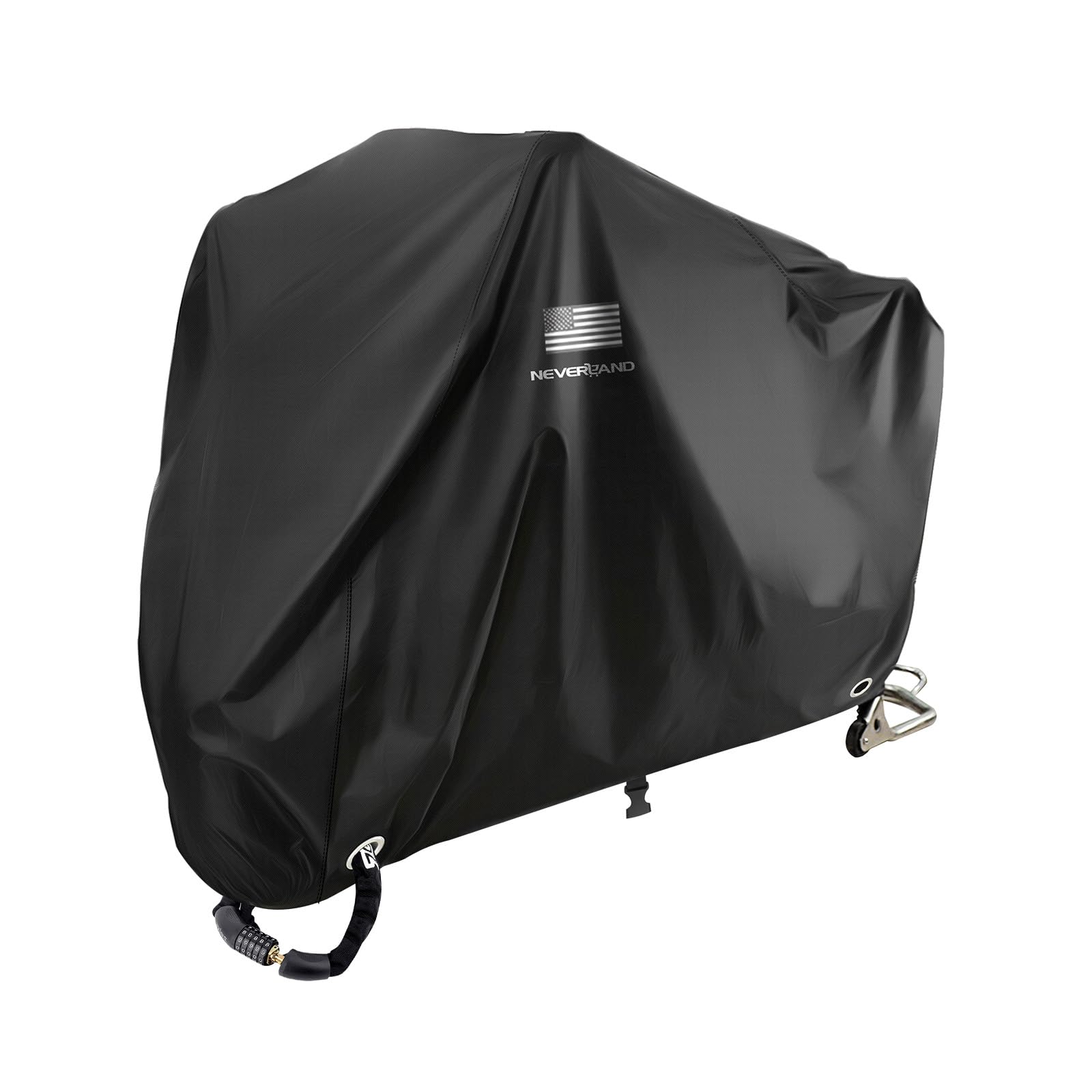 NEVERLAND Motorcycle Cover Waterproof Outdoor All Weather Protection Black