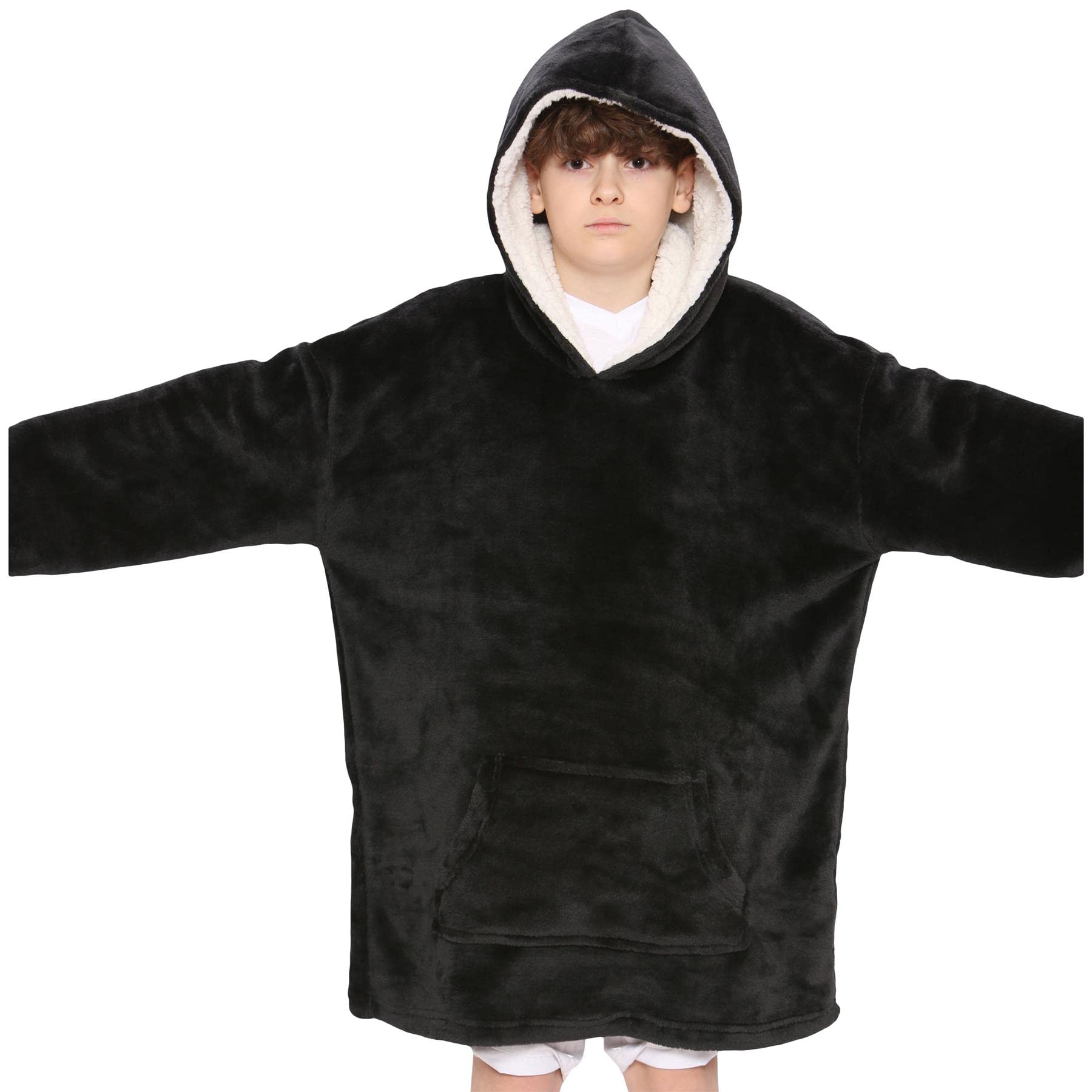 A2Z 4 Kids Oversized Hoodie Snuggle Blanket - Snuggle 951 Black One Size