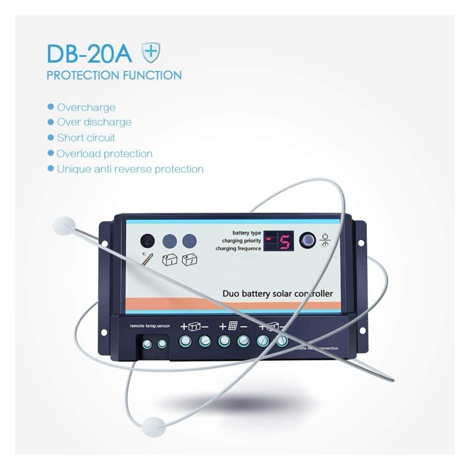 PWM 20A Podwójna Bateria Regulator Ładowania Słonecznego 12V 24V Automatyczne Regulatory Słoneczne Dwa Układy Pasujące Do Systemu RV DB-20A