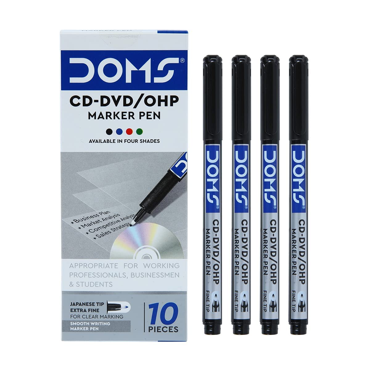 Doms CD-DVD/OHP Pens | Fine Tip Japanese Tip For Clear Marking | Marks On Most Surfaces | Unique Self Hydrating System | B...