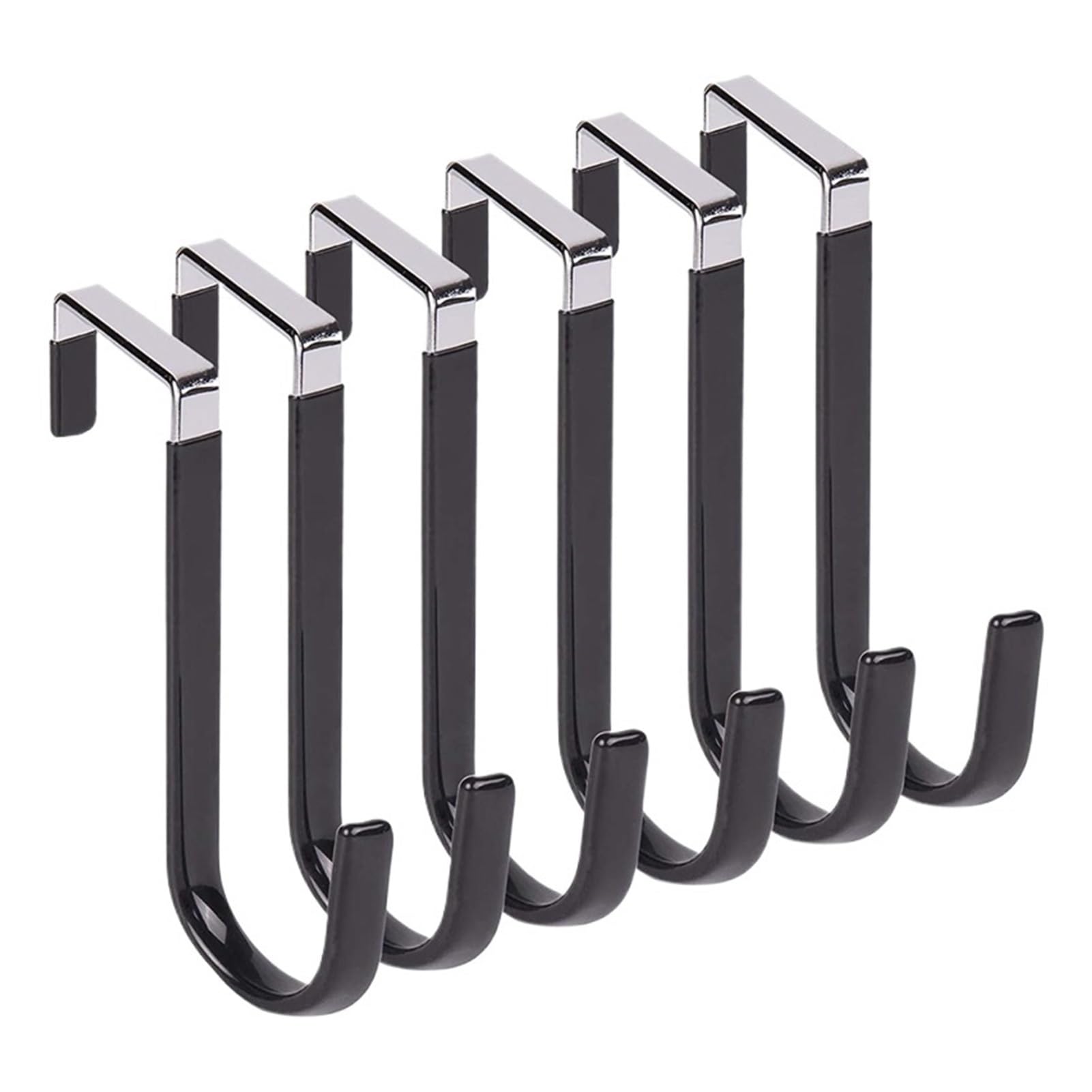 Ganchos para colgar en la puerta Ganchos for colgar ropa sobre la puerta, 6 unidades, superficie de goma suave que evita arañazos, gancho for puerta de baño, color negro