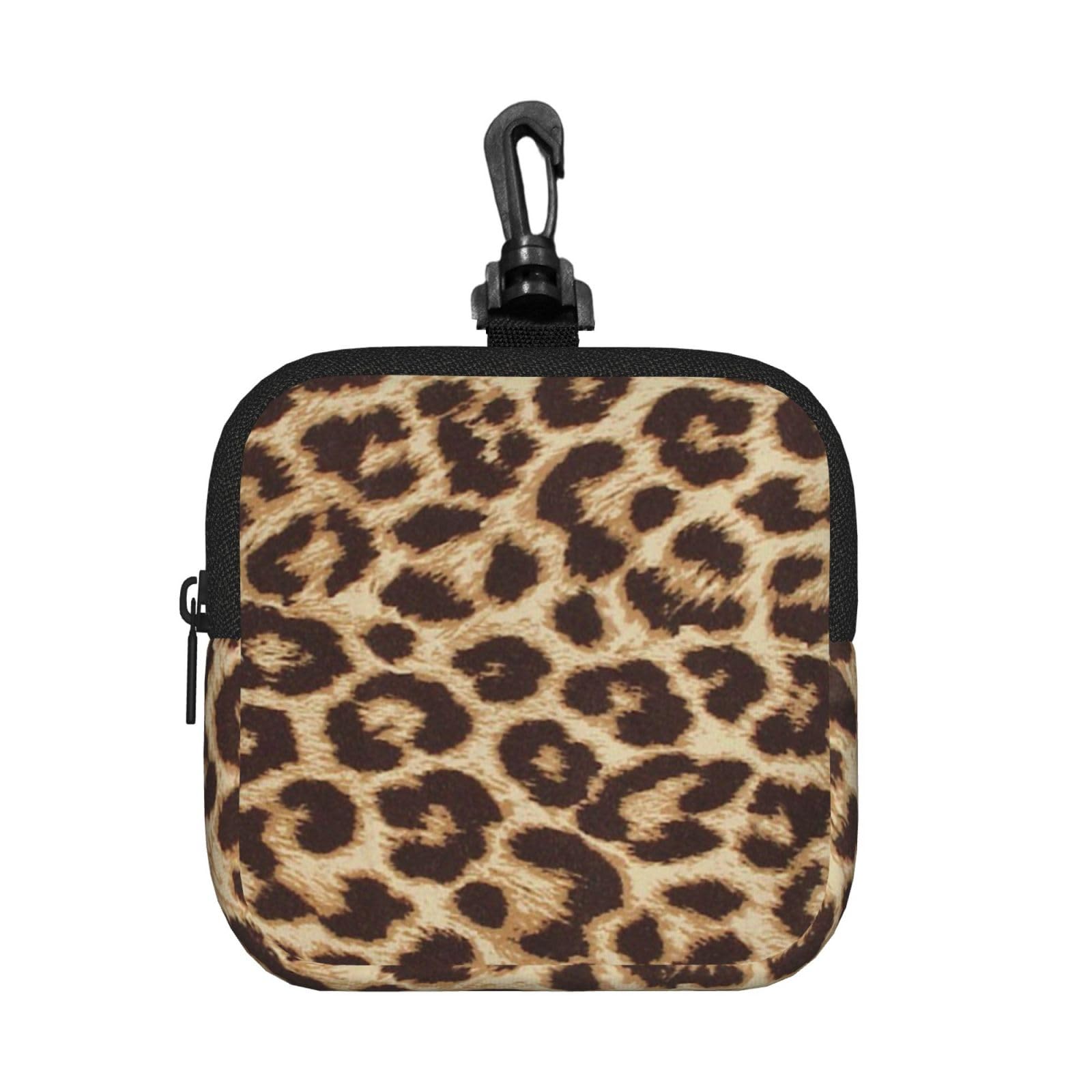 Ercgad Unisex Black Leopard Pattern Print Square Storage Bag Travel Toiletry Cosmetic Organizer Pouch Lightweight Reusable