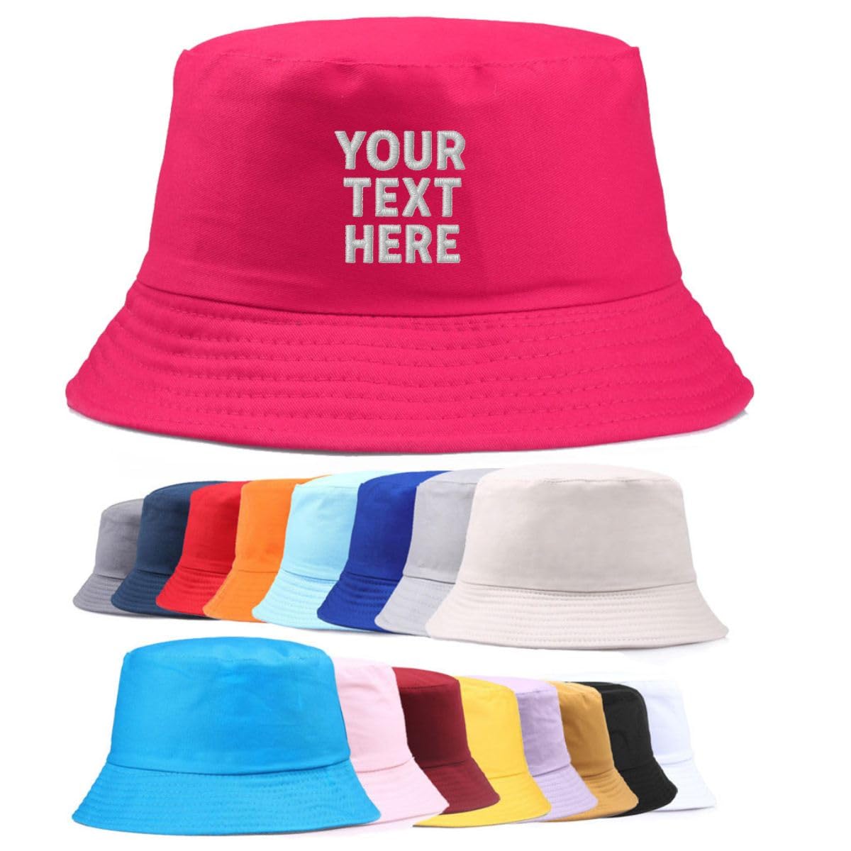 Van Der Linn Unisex Rose Personalised Embroidered Cotton Adult Fisherman Bucket Hat Men Women (Rose)