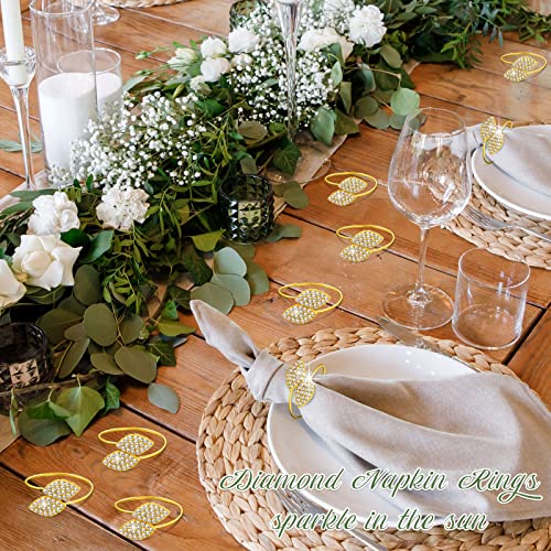 Hotop Napkin Rings Wedding Holder Metal Leaves Napkins Rhinestone Buckle For Wedding,Mother’s Day, Party Celebrate Festival Dinner Table Decoration (48, Gold) #TOP3