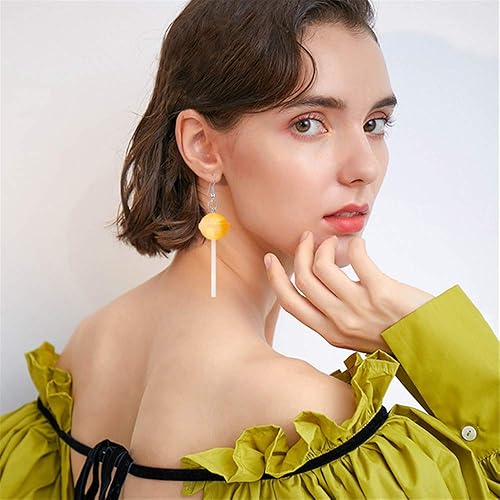 Miniatura 4 de 5 pares de aretes redondos de resina hechos a mano con diseño de piruleta hechos a mano de imitación de color caramelo, aretes colgantes