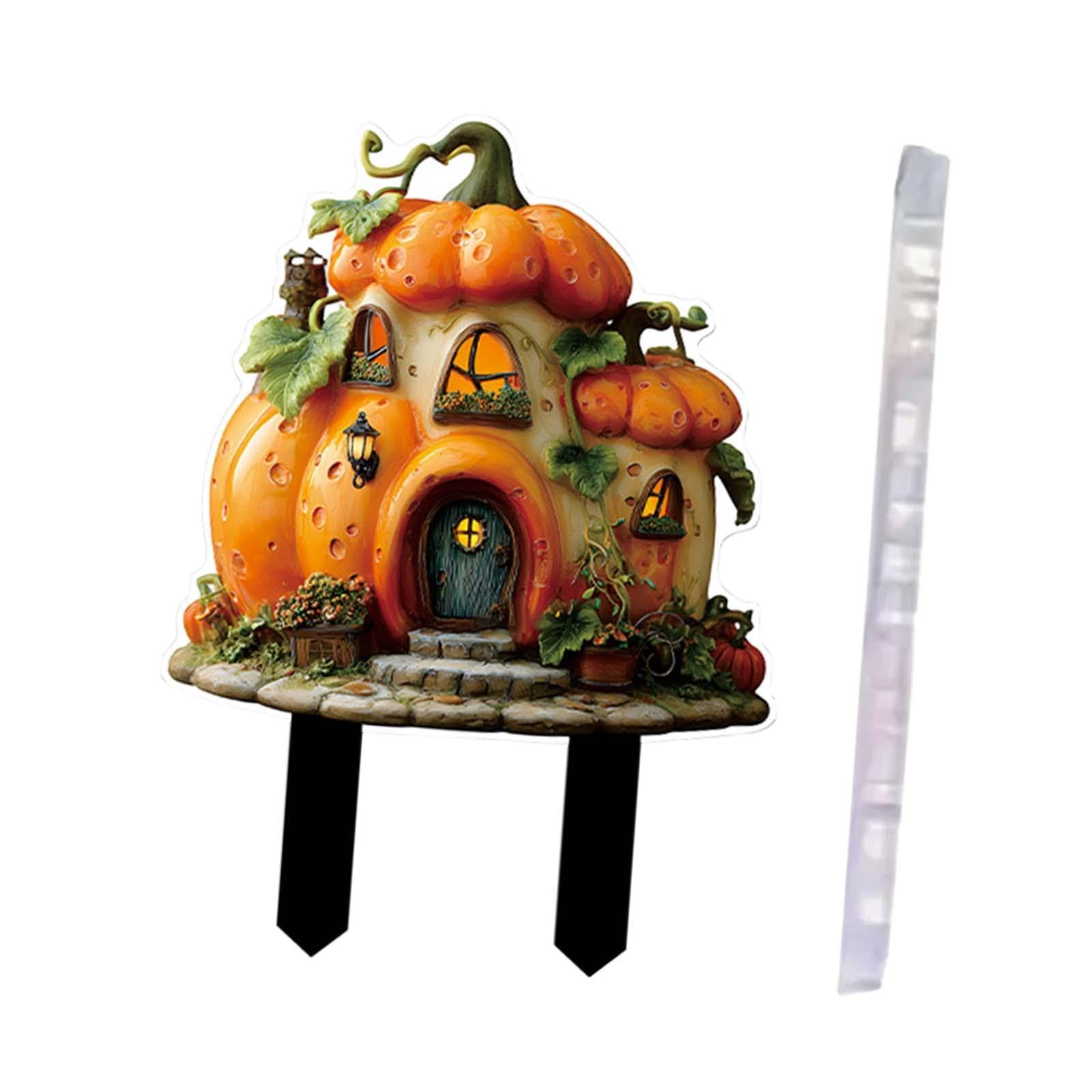 2D Flat Pumpkin Stake Plaque Acrylic Yard Sign for Backyard Sidewalk Walkway-image-23