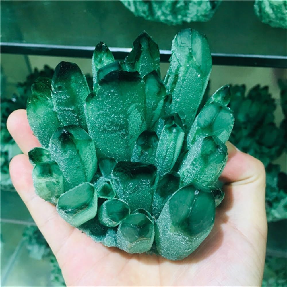 AUOQKQUT Mirage Green Quartz Crystal Cluster Crystal Rough Gemstone for Home Office Decor Feng Shui (Size : 500-600g)