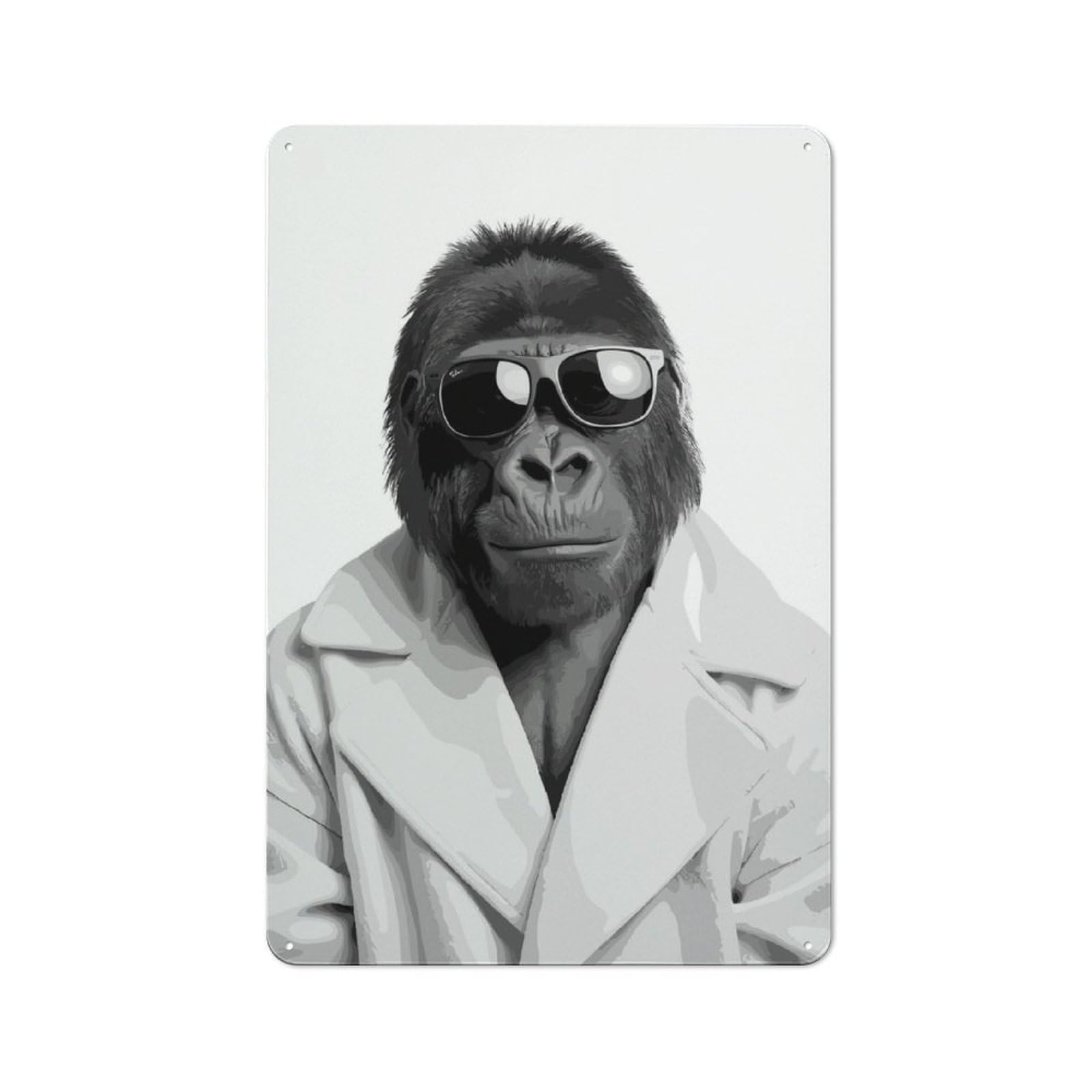 Junmoney Gorilla Animals Funny Retro Metal Wall Sign 30X20cm With For Bar Or Restaurant, A Housewarming Gift For Hospitality Decor Collectors