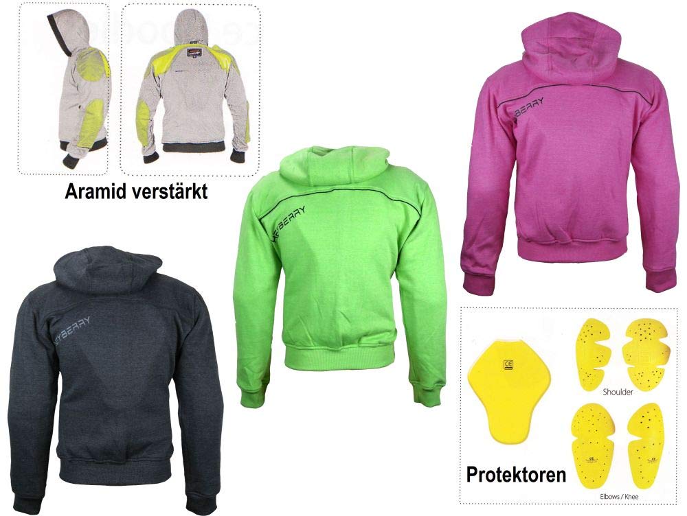 HEYBERRY Damen Hoody Motorradjacke Roller Hoodie mit Aramid Protektoren S bis XXL