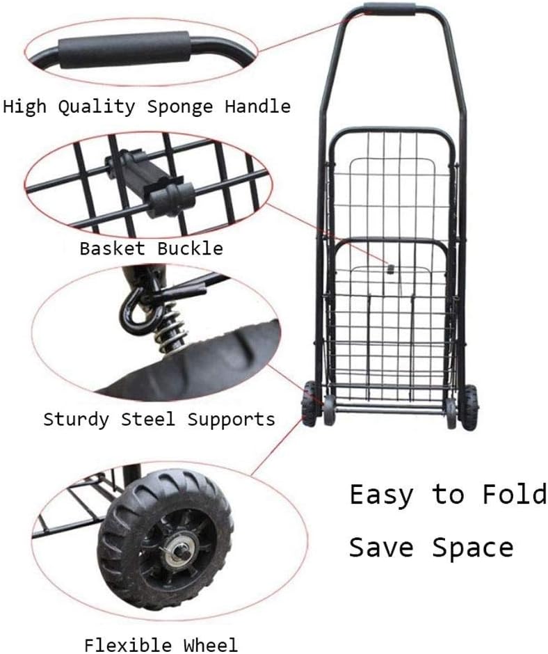 Folding Wagon Old Shopping Cart Shopping Cart Small Cart Folding Climbing Hand-held Portable Basket Cart Grocery Shopping