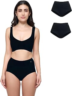 Krvvy Pack of 2 Seamless Shaping Briefs | High-Rise, All-Day Shapewear Panty for Women with 100% Cotton Gusset | Ultrasoft... Price In India