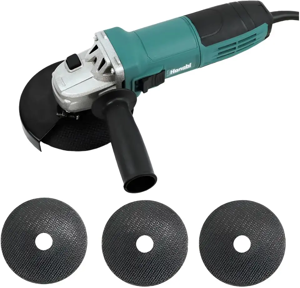 Hanabi Esmerilhadeira 220V 125mm Lixadeira Angular 960W Profissional com 3 Discos de Corte Ferramenta de Corte e Desbaste para Metal Concreto e Madeira