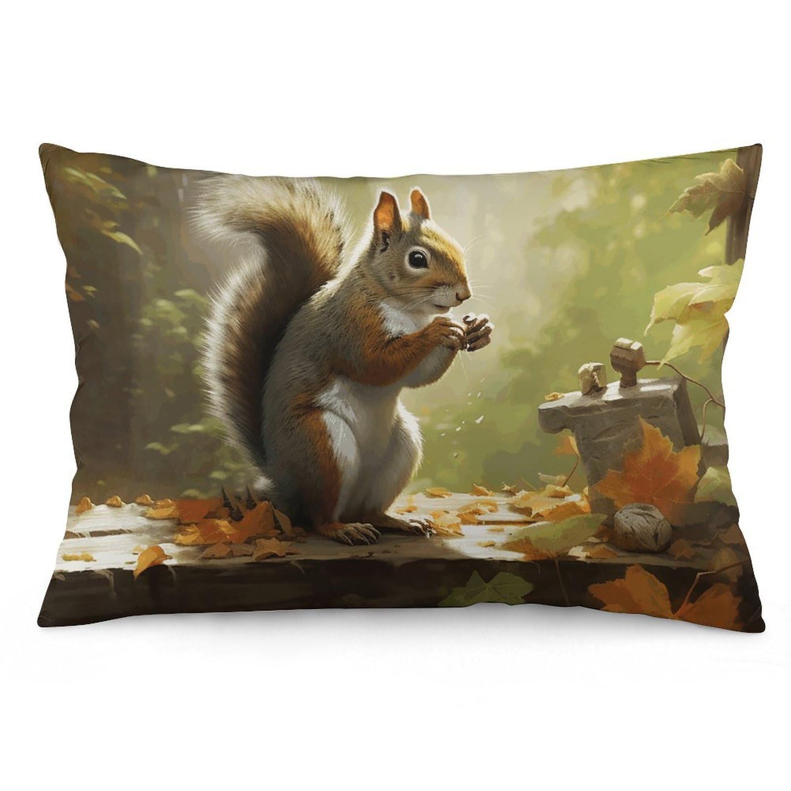 NTVOWPZO 2 Pack Decoration Throw Pillow Covers 12 "x20 Pillowcases Covers Squirrel Eats Nuts Pillowcases Modern Farmhouse Home Decor Sofa Cushions Covers for Couch Bed Living Room