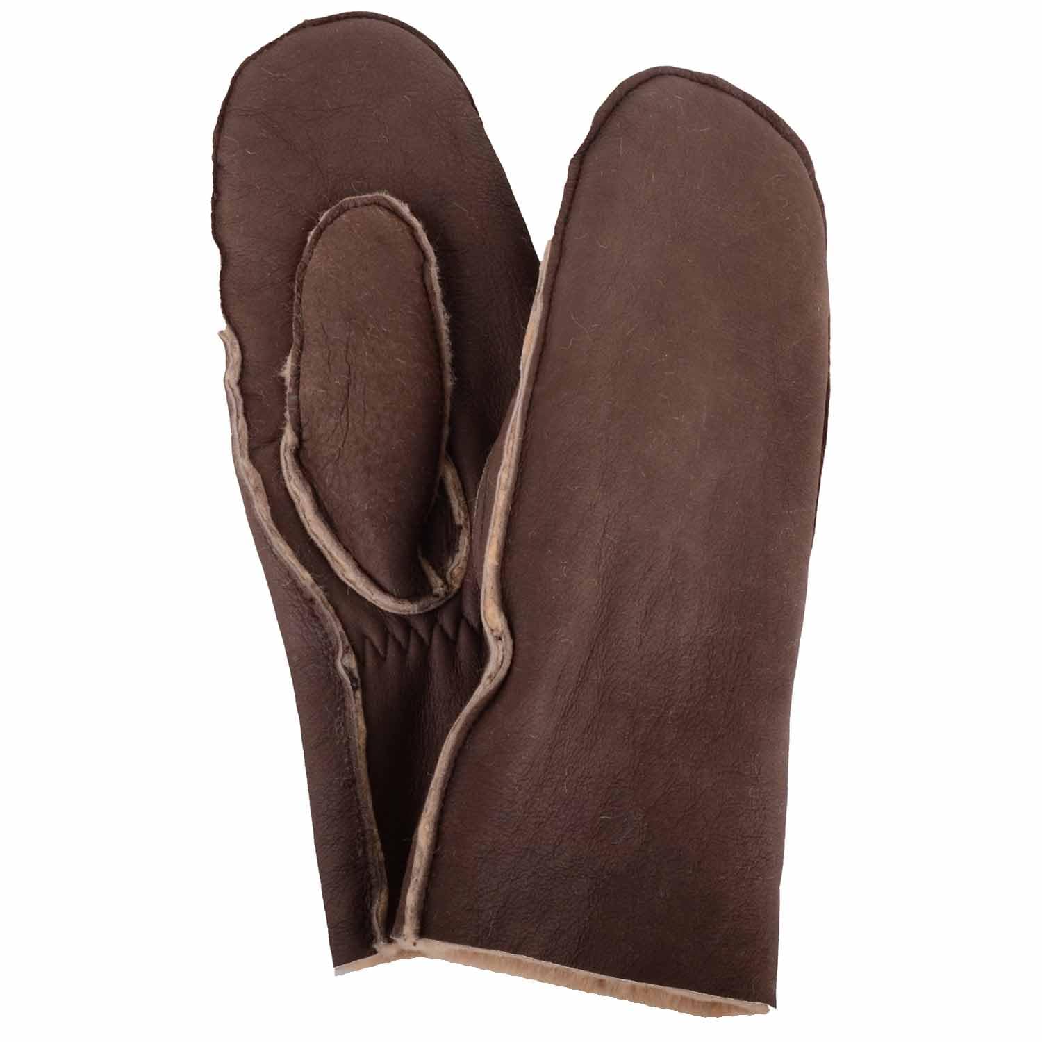 Snugrugs Women's Cocoa Double Face Sheepskin Mitten With Turn Back Cuff Detail - Coca