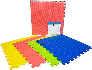 Comprar Acan Pack 4 baldosas de Goma eva 60 x 60 x 1 cm, Colores, Superficie Rugosa, Esterilla Puzzle para Suelo de Fitness y Gimnasio, Alfombrilla de proteccíon