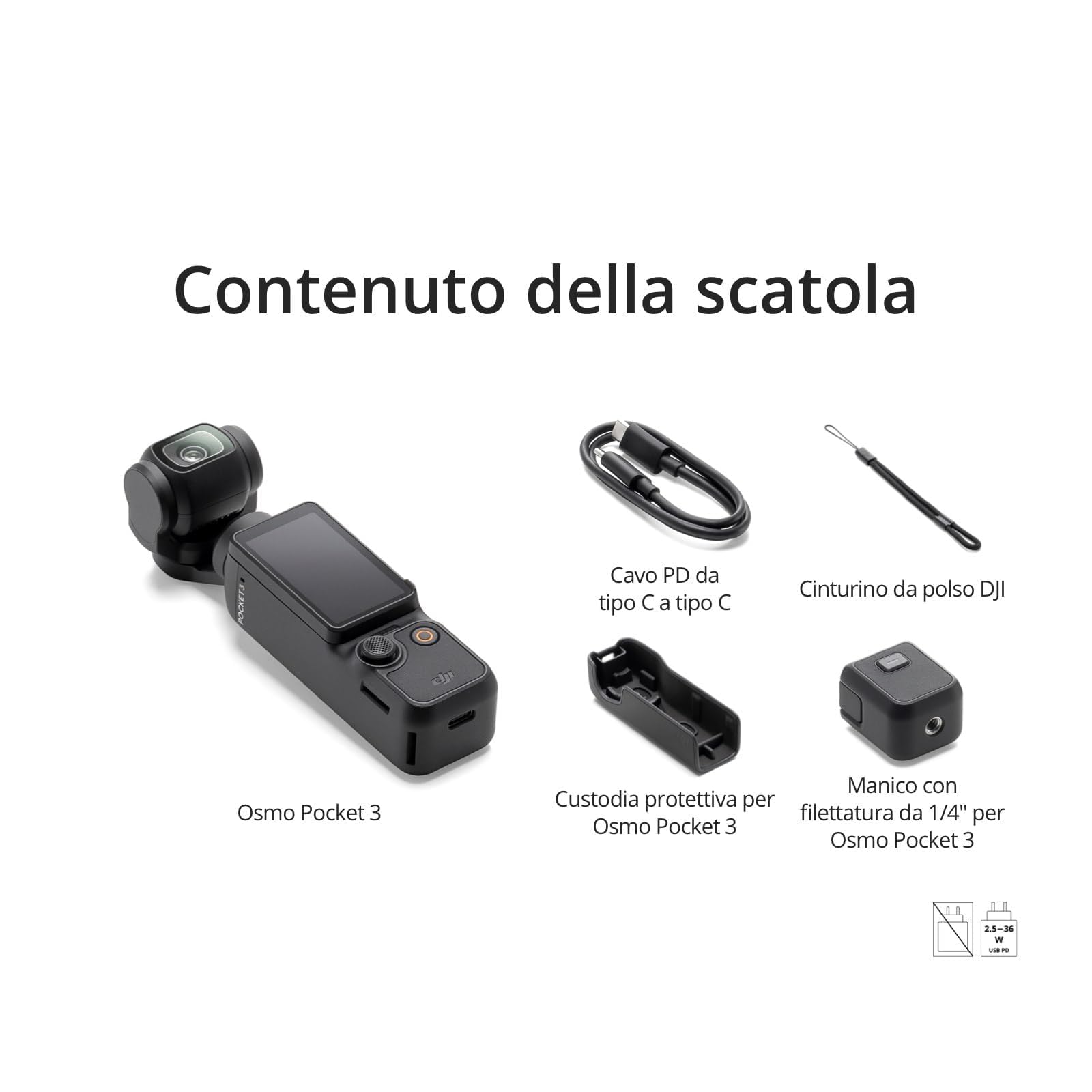 DJI Osmo Pocket 3 Bundle, Fotocamera per Vlog con CMOS da 1'', 4K/120fps, Stabilizzazione a 3 Assi, Tracciamento di Volti/Oggetti, Messa a Fuoco Rapida (Osmo pocket 3)