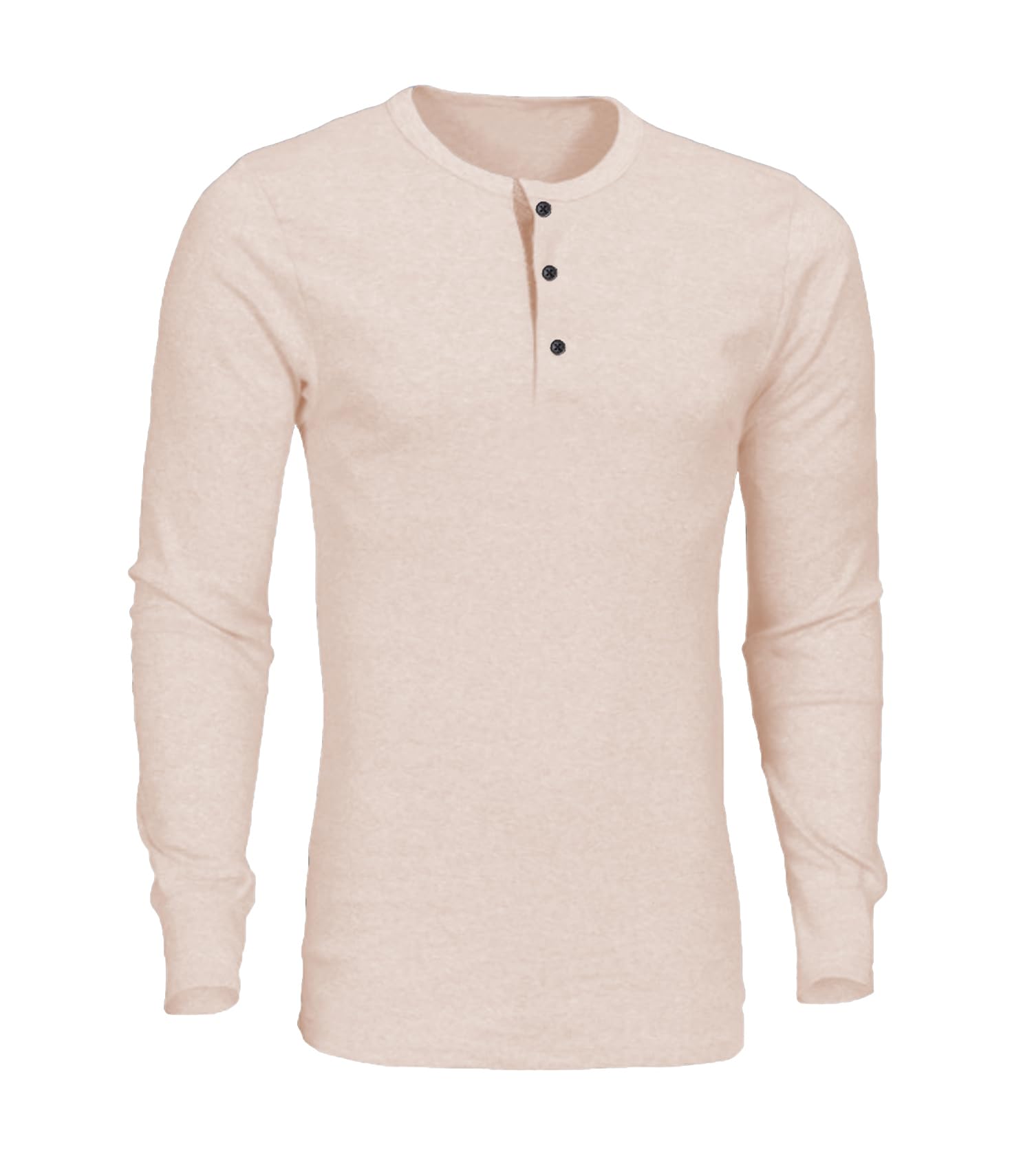 Mens Grandad Button Collar Long Sleeve Henley Shirt Tee Cotton Jersey Top