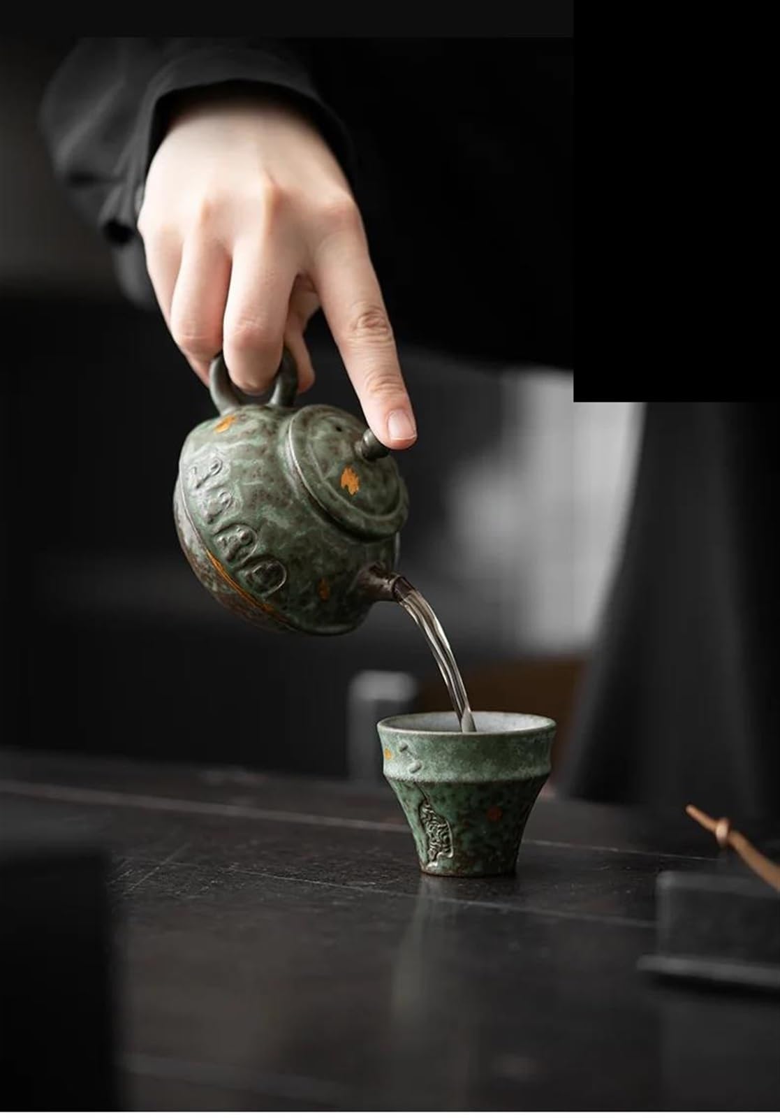 Service à thé pour Adultes, Service à thé Chinois, Bouilloire avec Filtre, théière Artisanale en Bronze émaillé, théière Ancienne en Terre Cuite, Service à thé Portable de 160 ML (B)