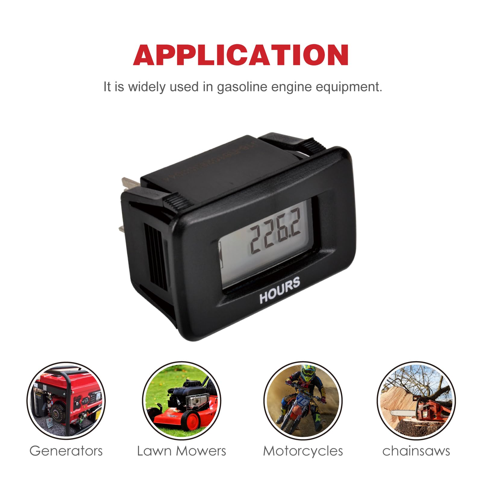 Contaore Digitale RQ-HM055AG, temporizzazione Tot, AD/DC 5-277V, Dati memorizzati, utilizzato per Motori a Benzina Come Tosaerba, motocicli, ECC