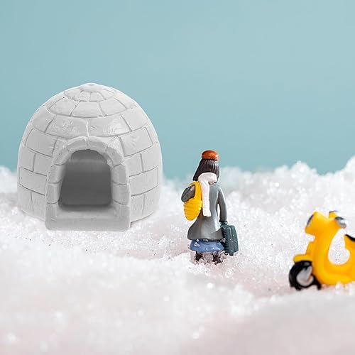 Miniatura 3 de HOMSFOU Mini iglú - Juguete realista de casa de hielo, figuras árticas, juguetes pequeños de oso blanco, zorro ártico, regalo de cumpleaños para