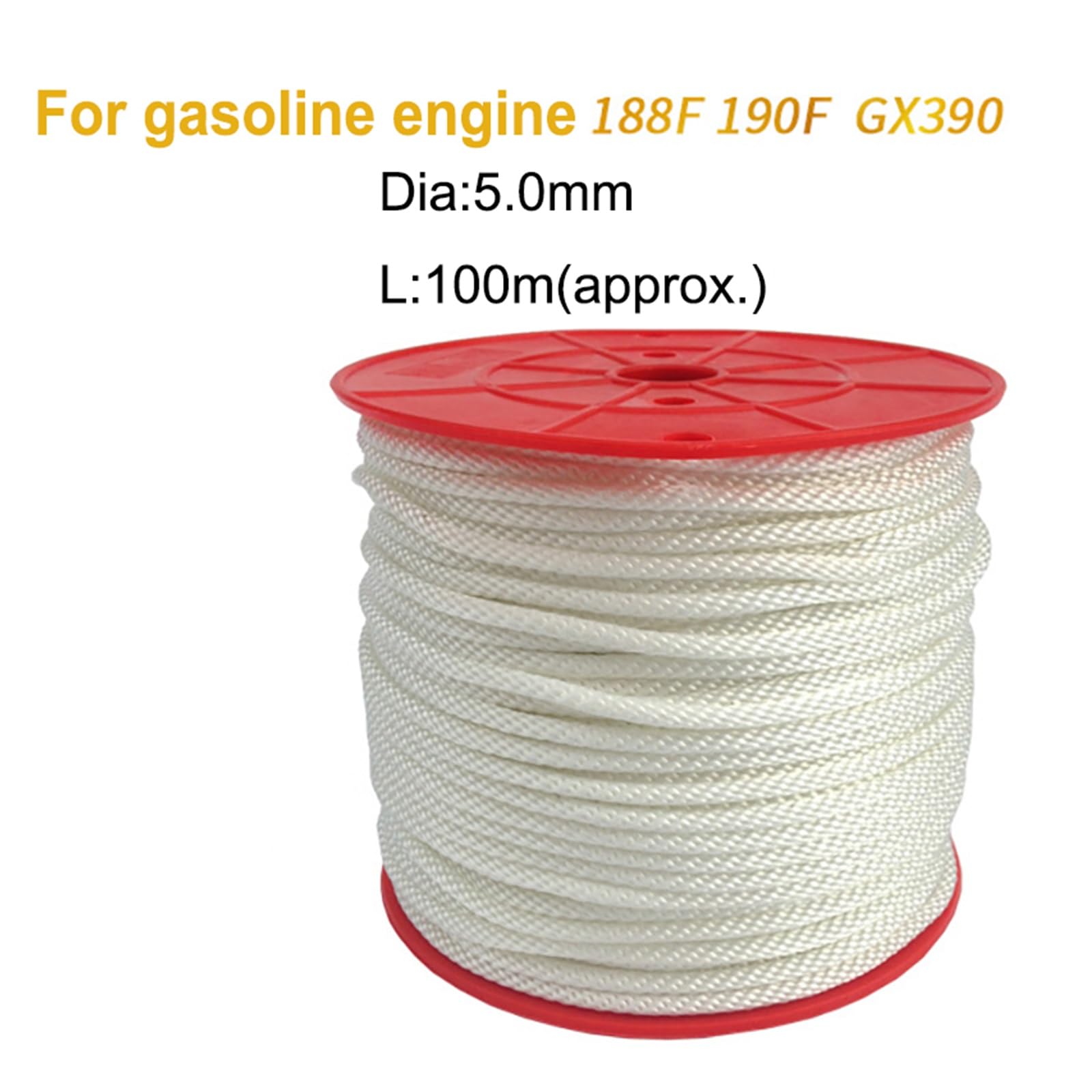 1 Rollo de Accesorios for generador de Gasolina Cuerda de Cuerda de Arranque de Nailon for cortacésped de Arranque de Motor 168F 170F 188F 2-8KW (Color : 5.0mm)