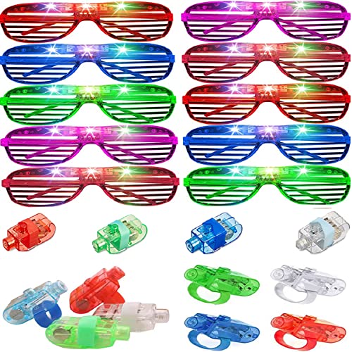 40 Pack LED Glasses Finger Lights Light up Party Favors, 6Color Light Up Shutter Shades Glasses Led Sunglasses 4Colors Finger Lights Adult Kids Glow in Supplies Favors Birthday Neon Party Glow Toys