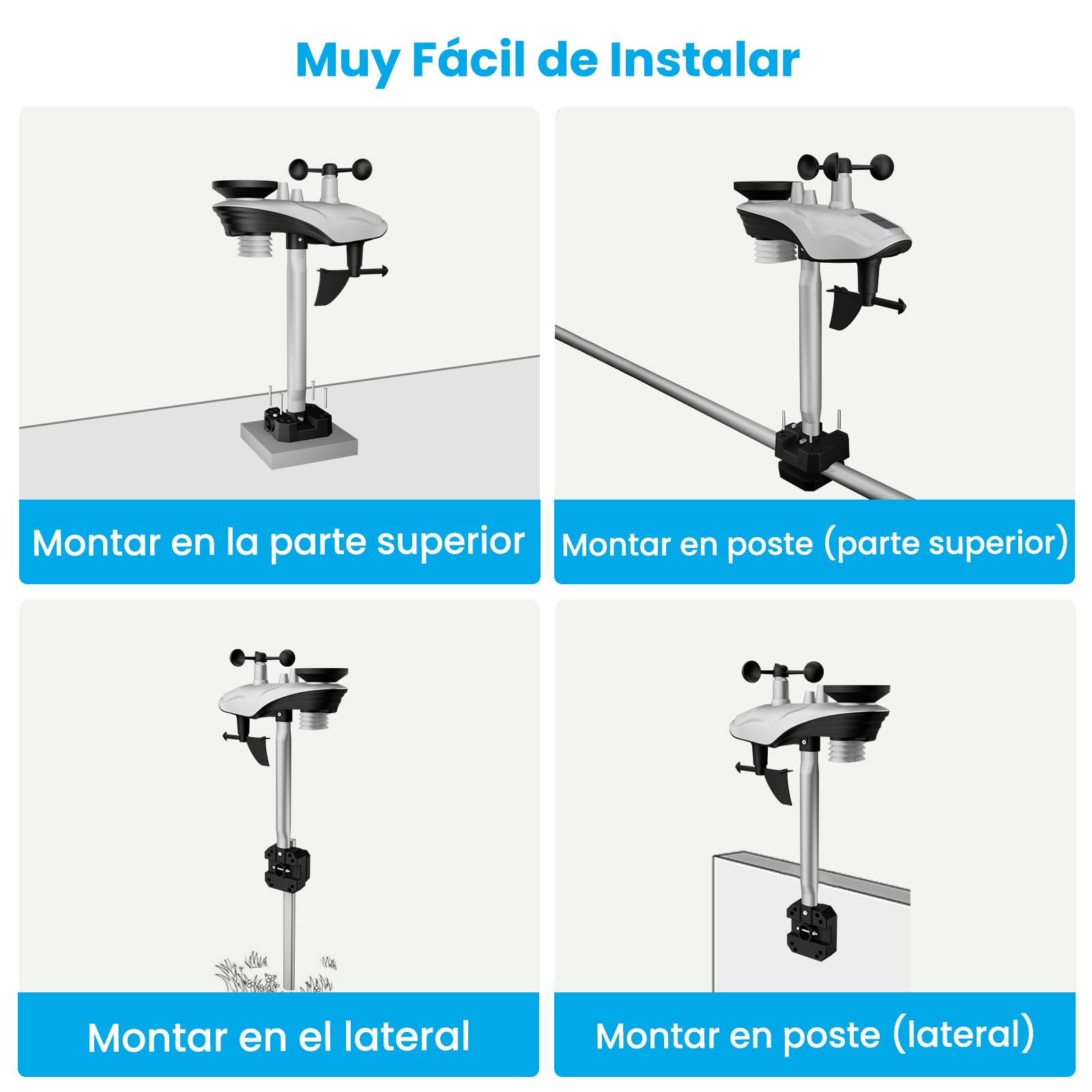 Sainlogic 5-in-1 Estación Meteorológica Interior Exterior, Estaciones Meteorológicas con Anemómetro, Termómetro, Higrómetro Digital, Pronóstico del Tiempo, Presión Atmosférica, Despertador