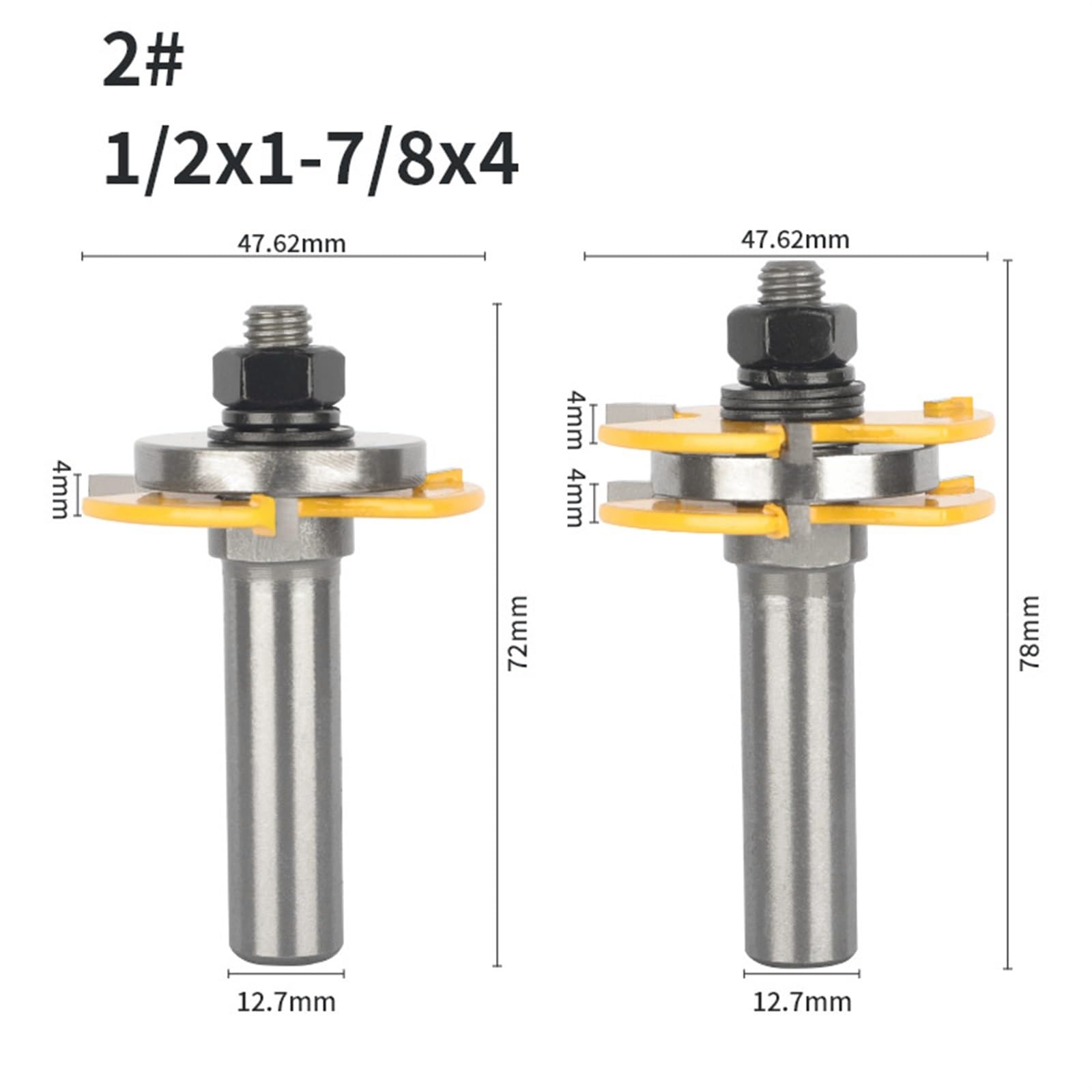 Windzerdong T?G Assembly Bit Router Bit Carbide Cutters Woodworking Milling Cutter for Wood Bit Face Mill Wood Cutter Tools(12.7x47.6x4)