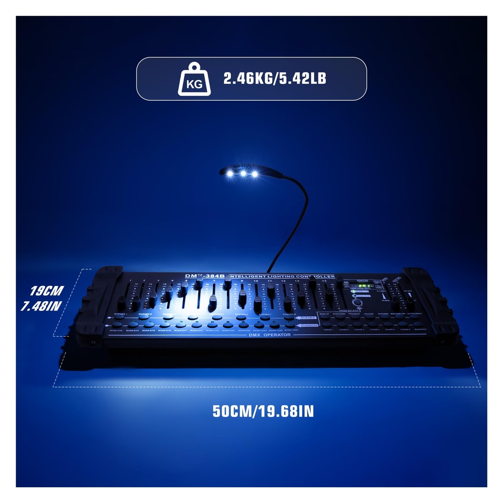 Controlador DMX, Controlador de iluminación 384 canales, consola controladora DMX512 for conciertos en, KTV, DJ y clubes para espectáculos de luces